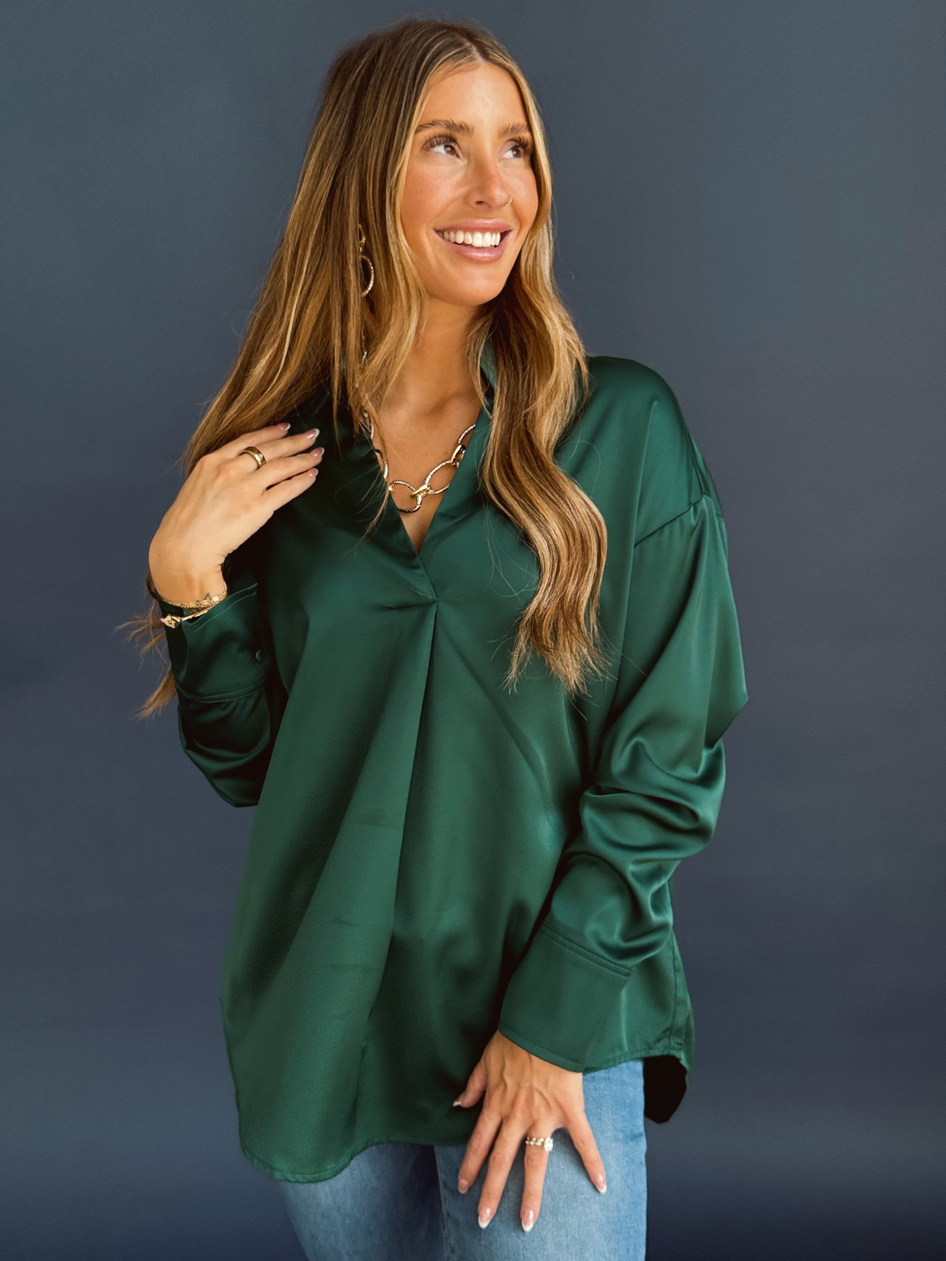 Elmwood Blouse - DARK GREEN