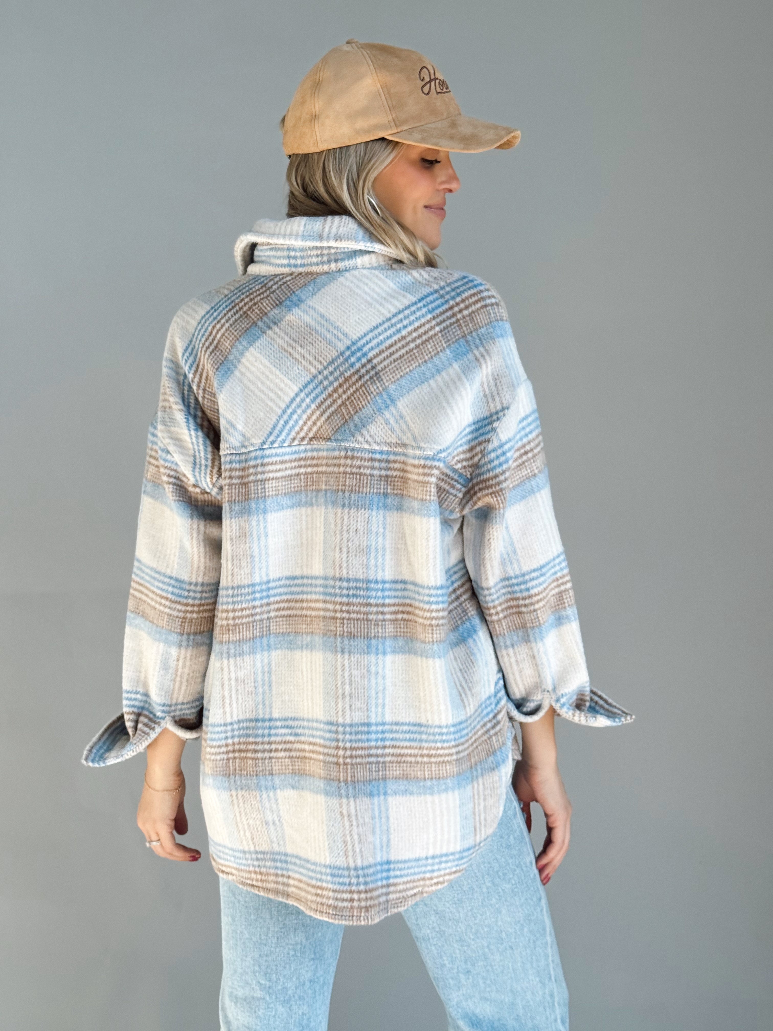 Campfire Shacket - TAUPE/BLUE