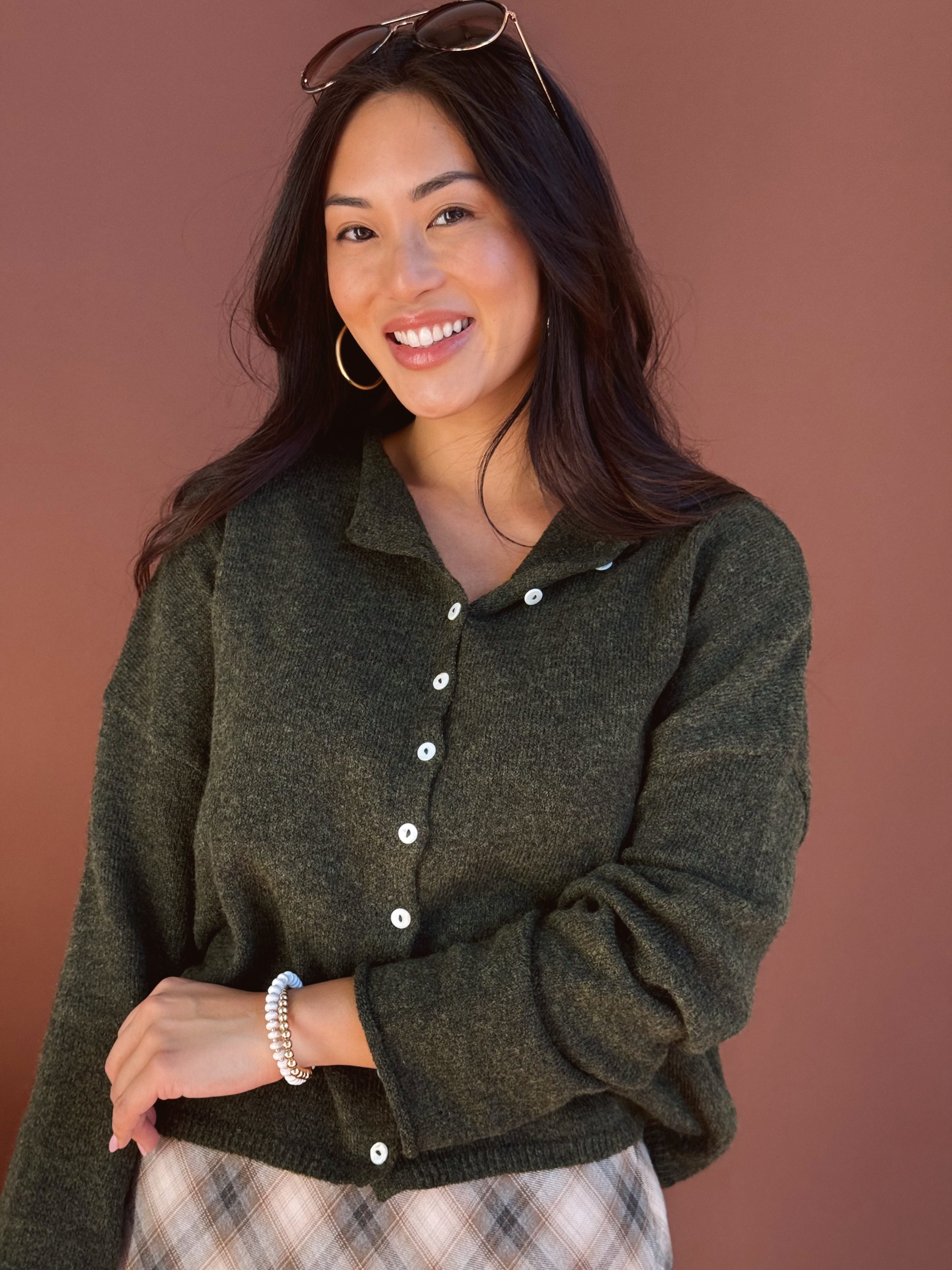 Simone Cardigan - HUNTER GREEN