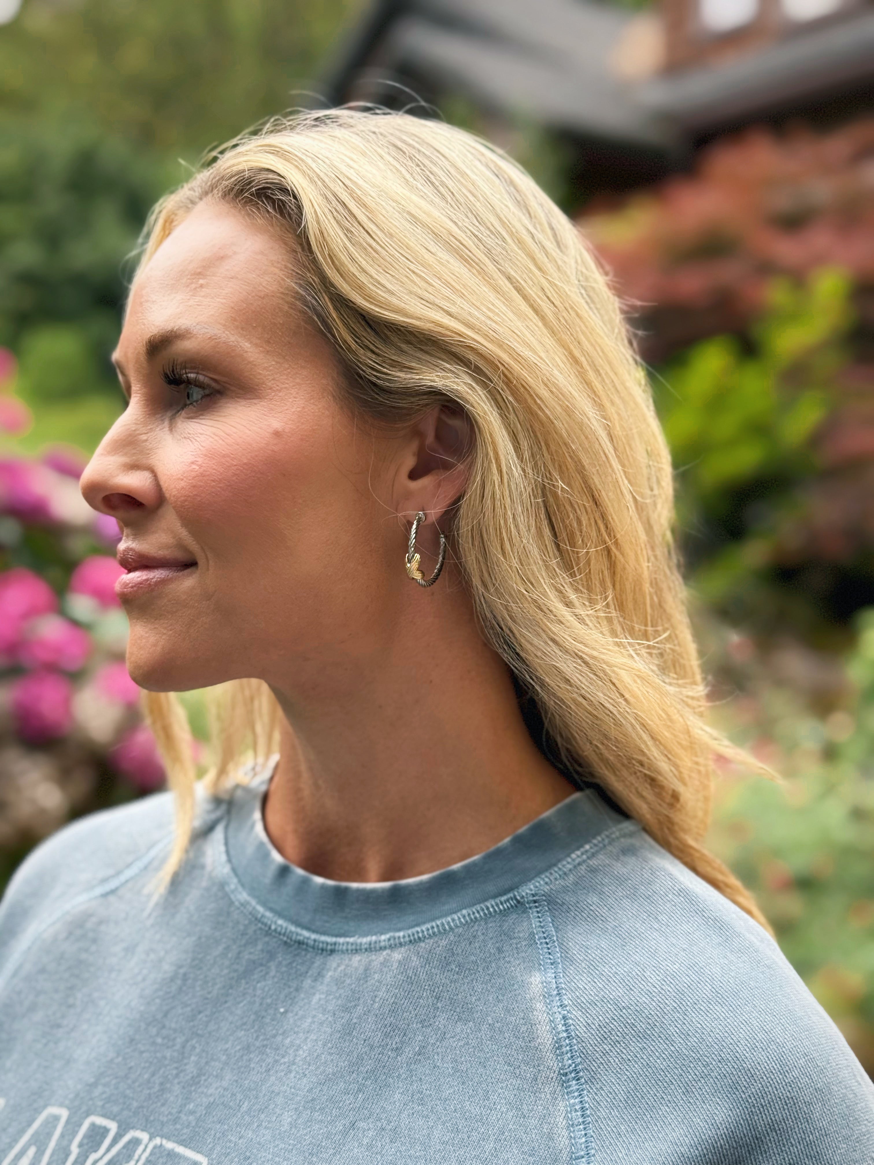 Accented Hoop Earring - SILVER GOLD - willows clothing EARRINGS
