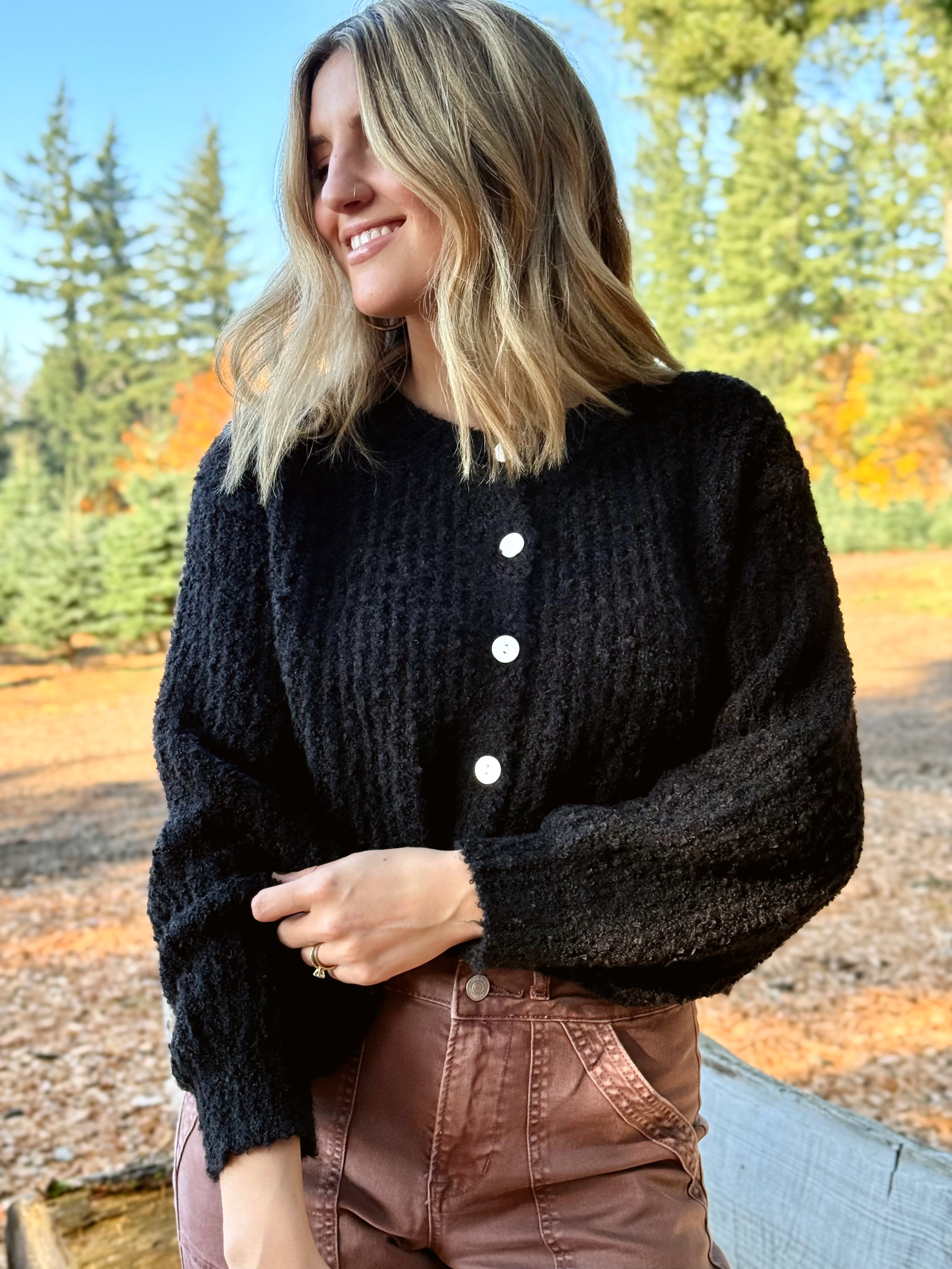 Acorn Cardigan - BLACK - willows clothing Cardigan