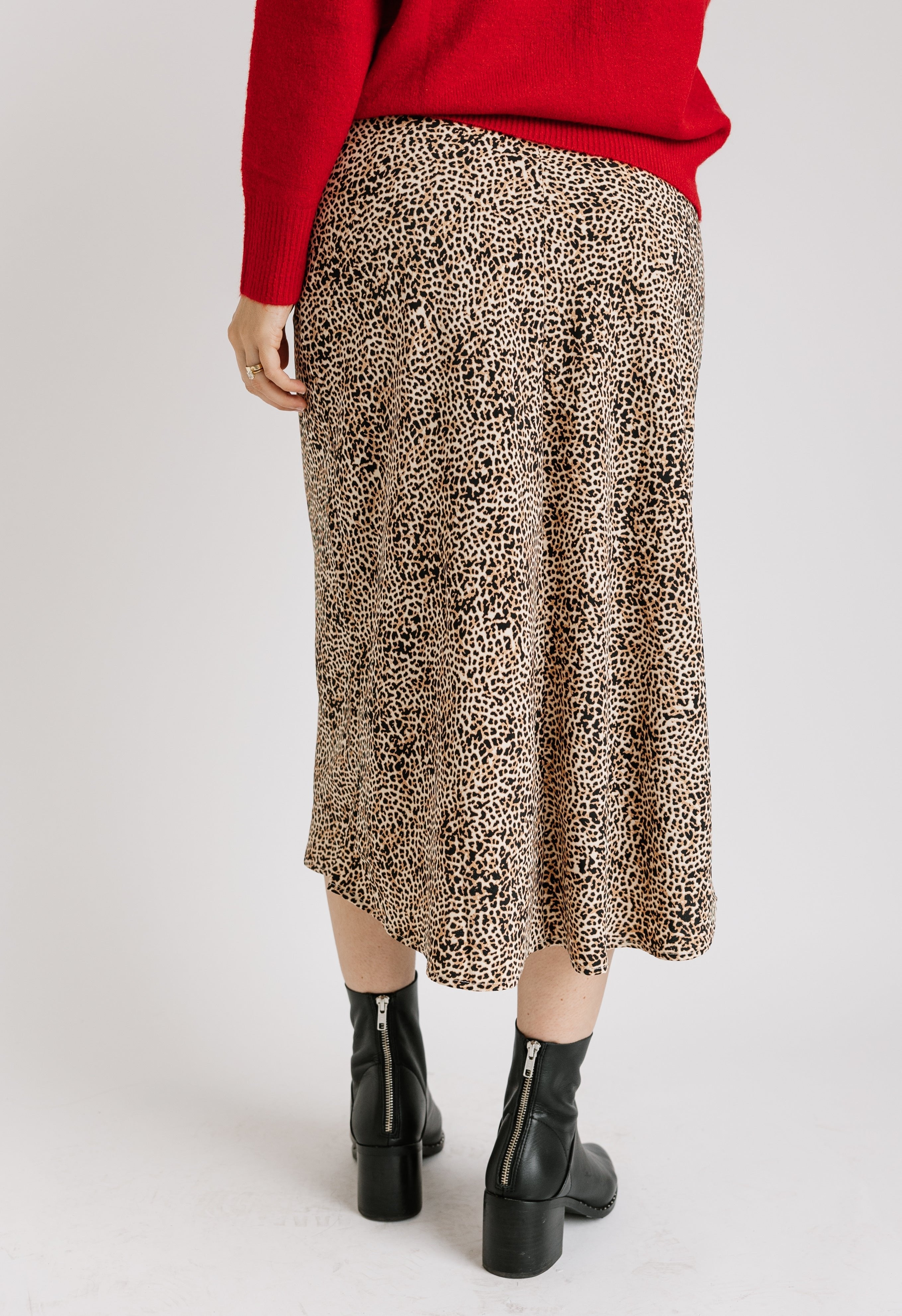 Adelynn Skirt - BROWN LEOPARD - willows clothing MIDI SKIRT