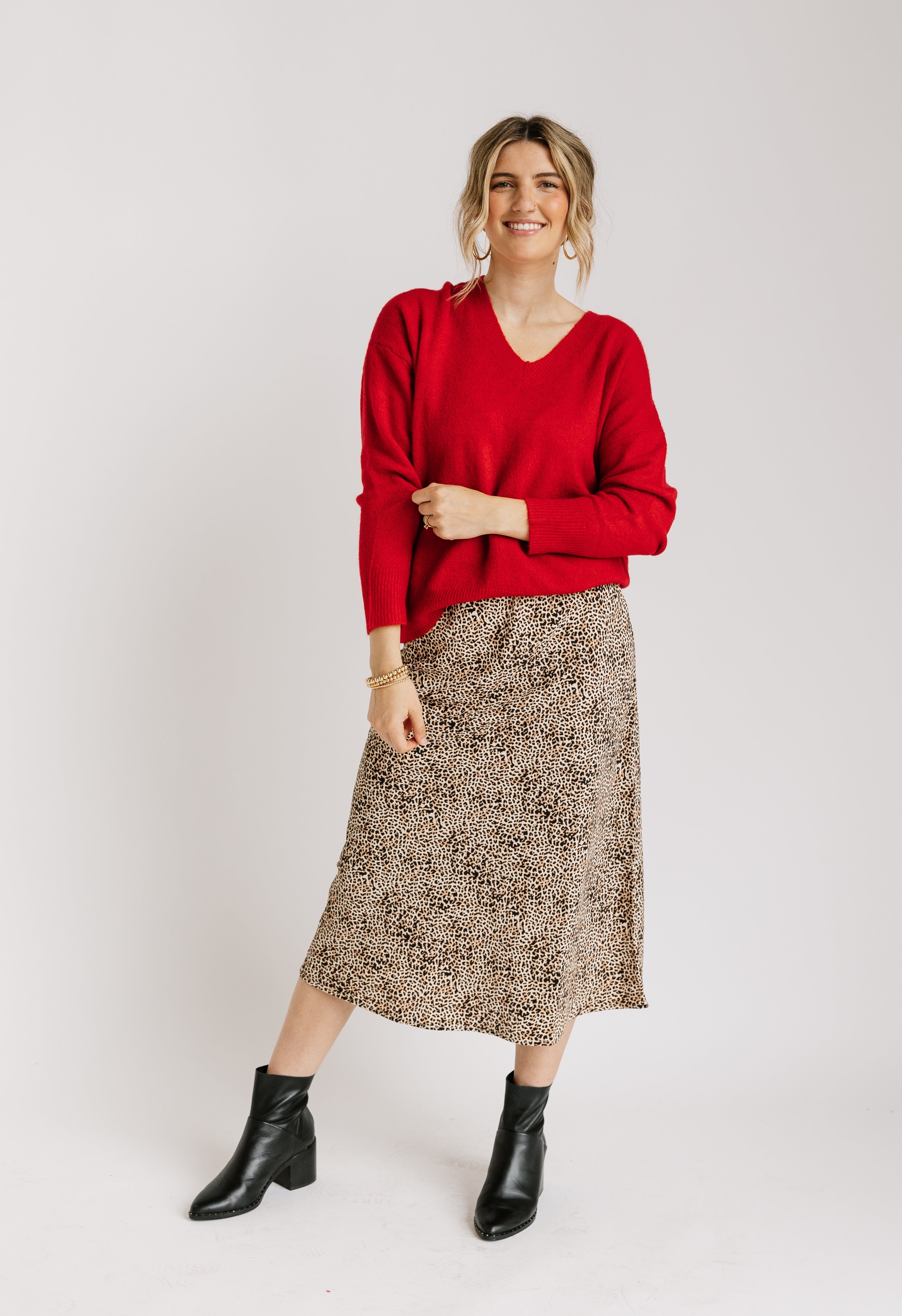 Adelynn Skirt - BROWN LEOPARD - willows clothing MIDI SKIRT