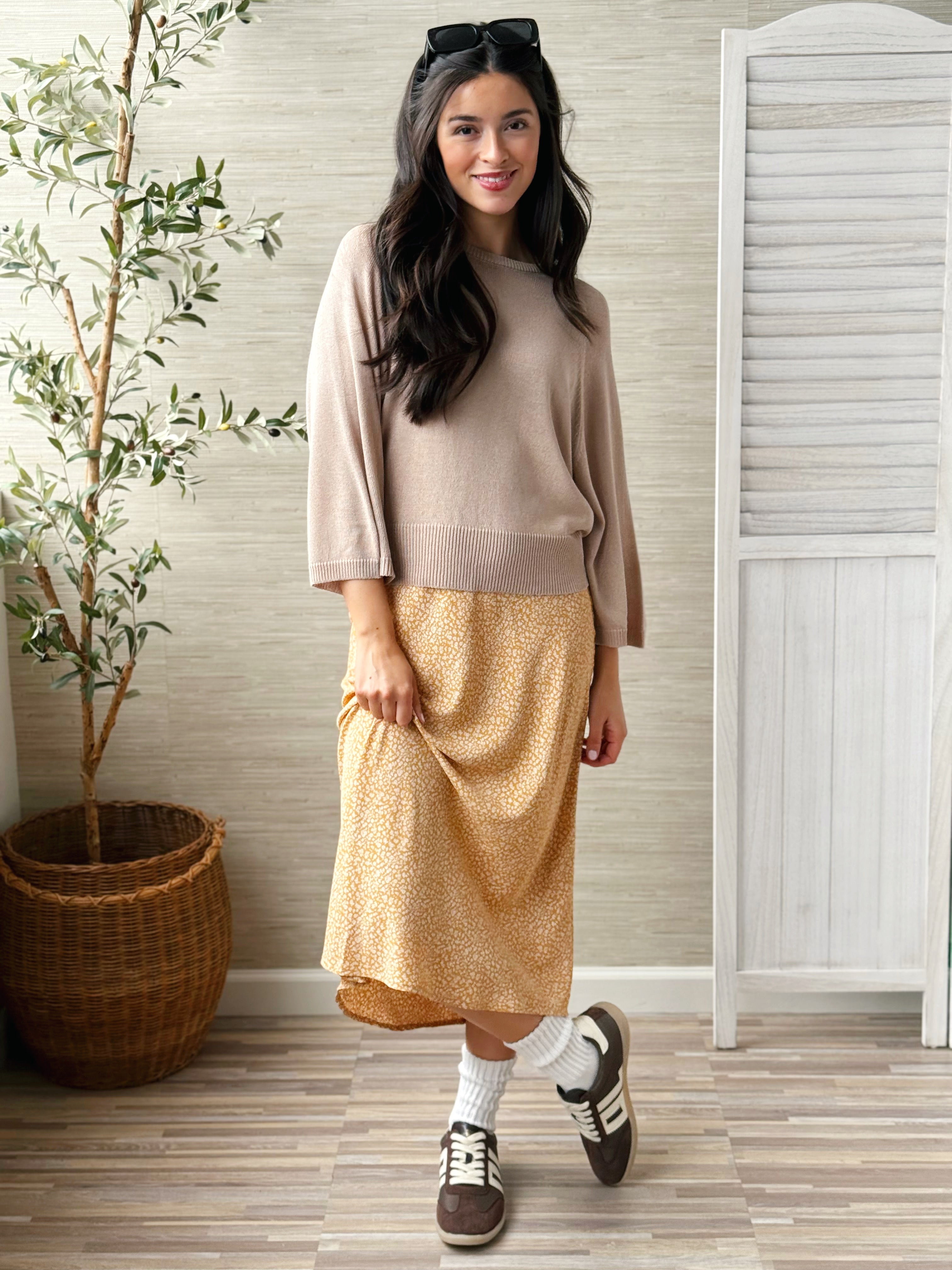 Adelynn Skirt - BUTTERSCOTCH - willows clothing MIDI SKIRT