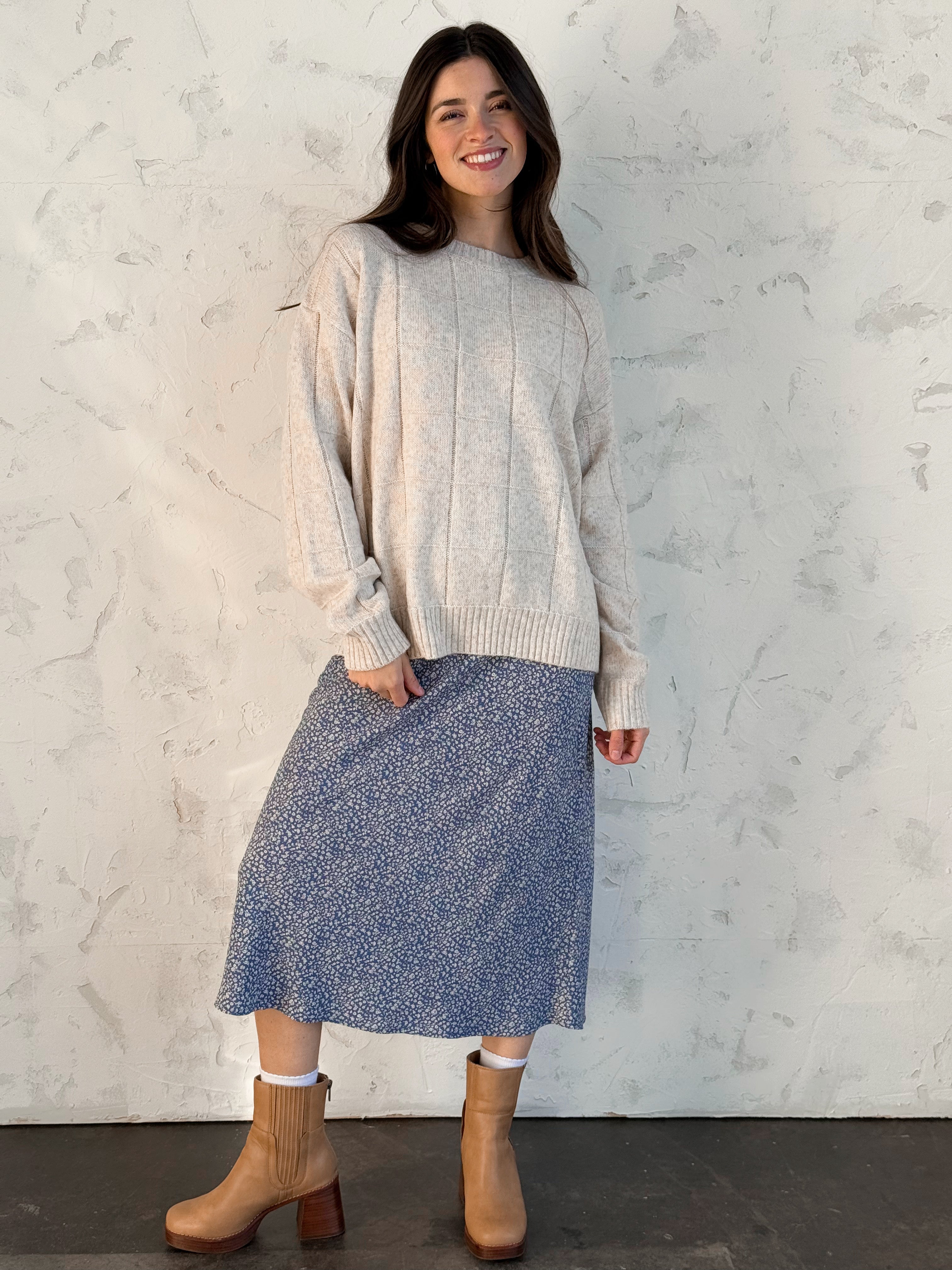 Adelynn Skirt - DUSTY BLUE - willows clothing MIDI SKIRT