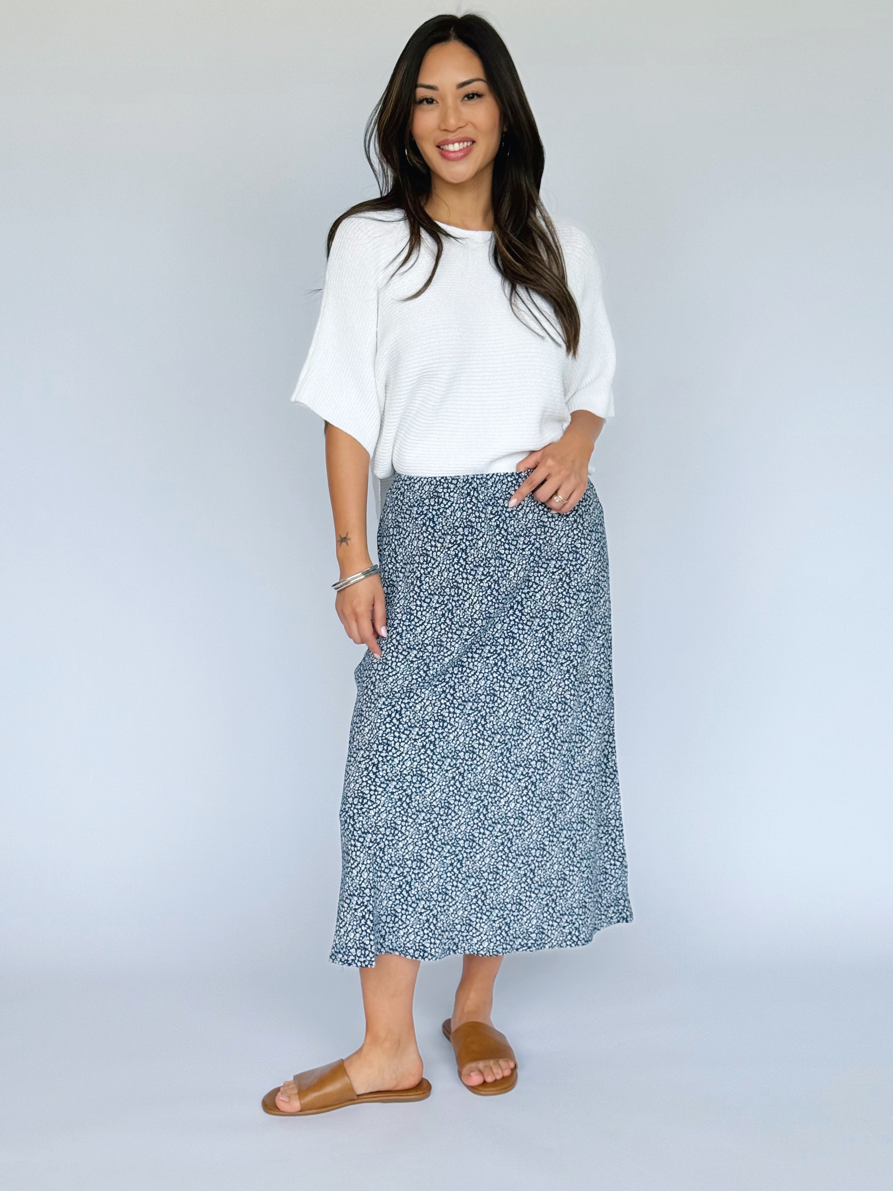 Adelynn Skirt - MARINE BLUE - willows clothing MIDI SKIRT