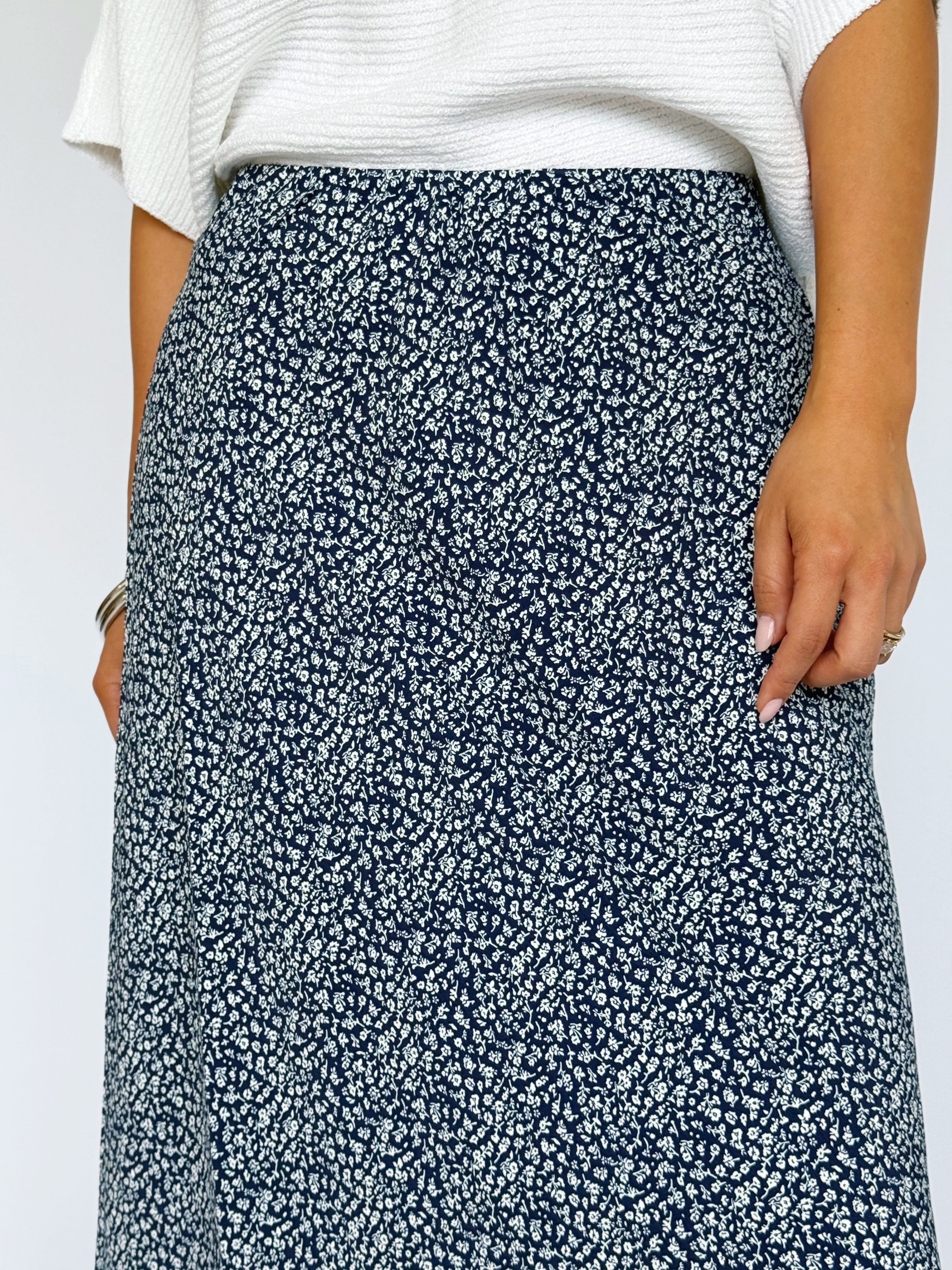 Adelynn Skirt - MARINE BLUE - willows clothing MIDI SKIRT