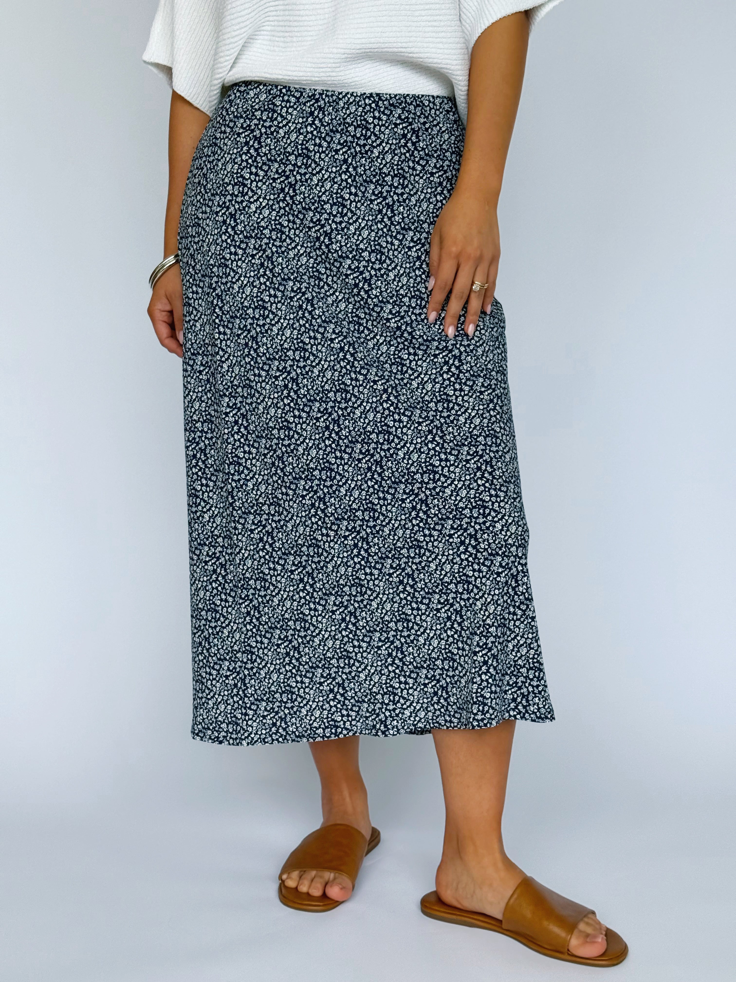 Adelynn Skirt - MARINE BLUE - willows clothing MIDI SKIRT
