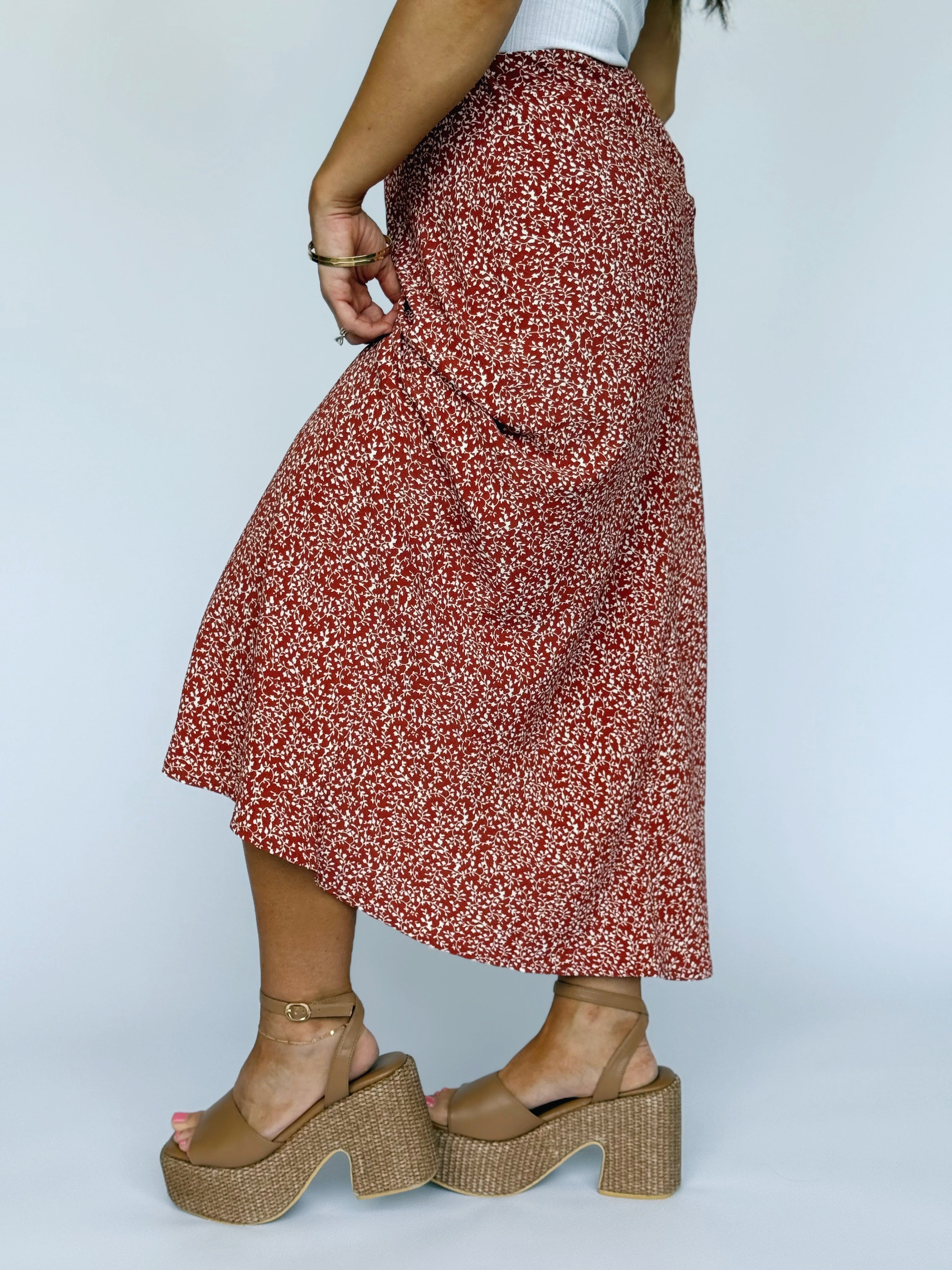 Adelynn Skirt - RED ORANGE - willows clothing MIDI SKIRT