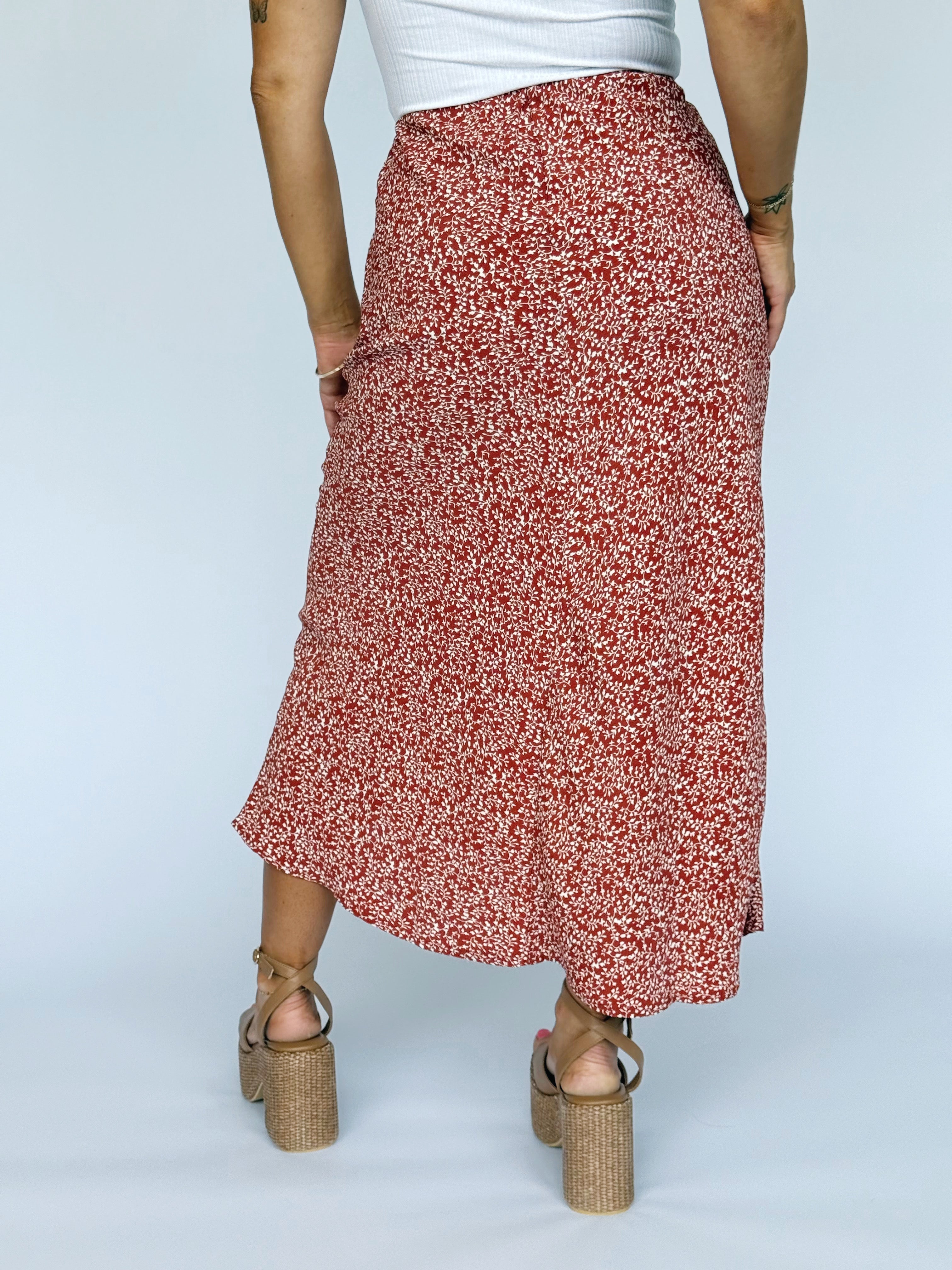 Adelynn Skirt - RED ORANGE - willows clothing MIDI SKIRT