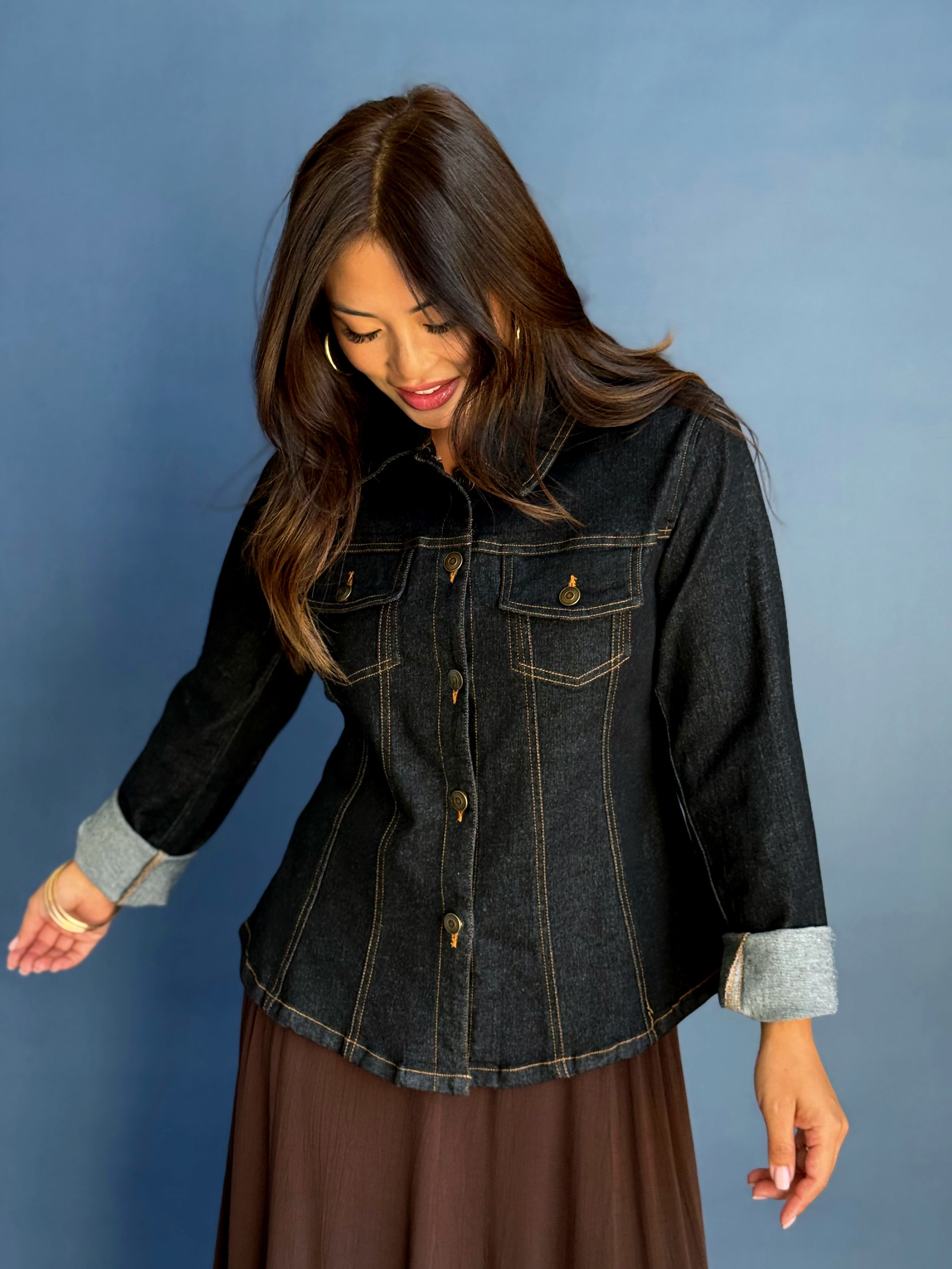 After Hours Denim Jacket - BLACK - willows clothing DENIM JACKET