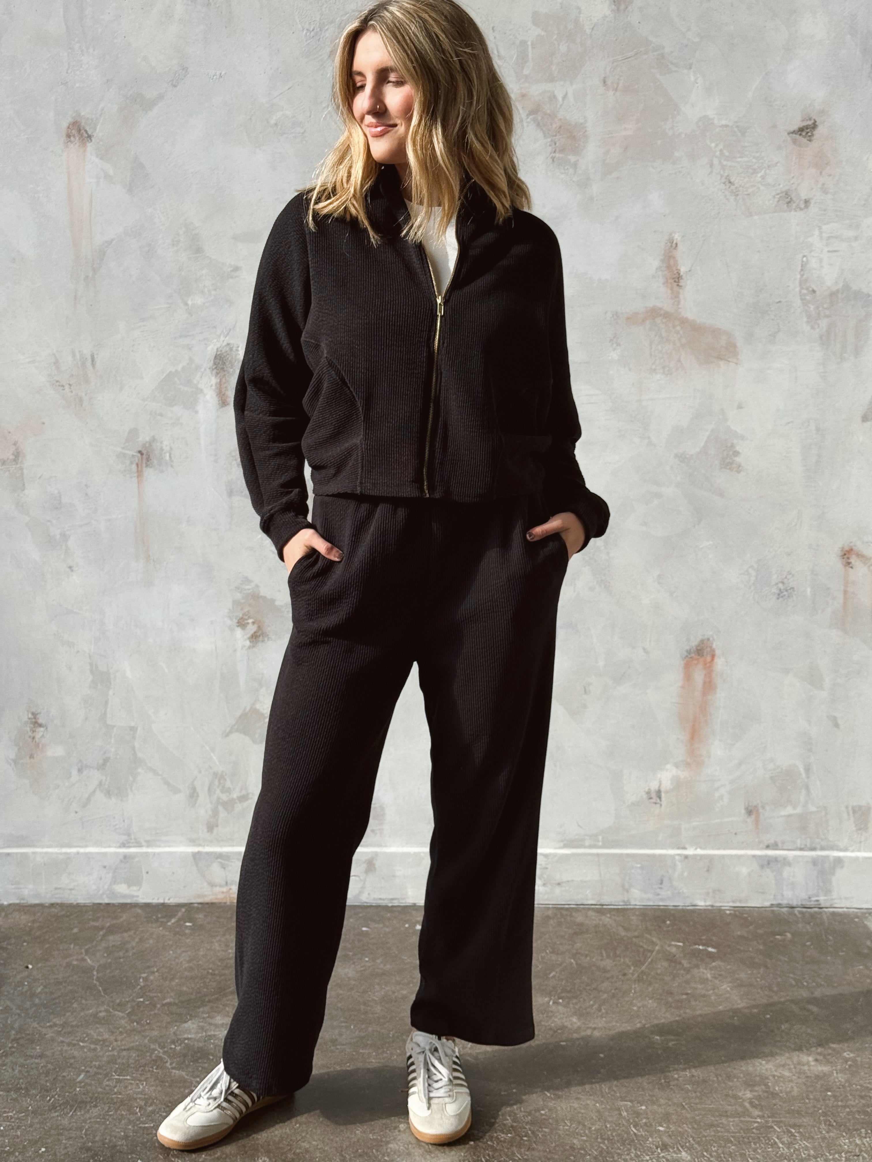 Afterglow Zip Up Jacket - BLACK - willows clothing JACKET