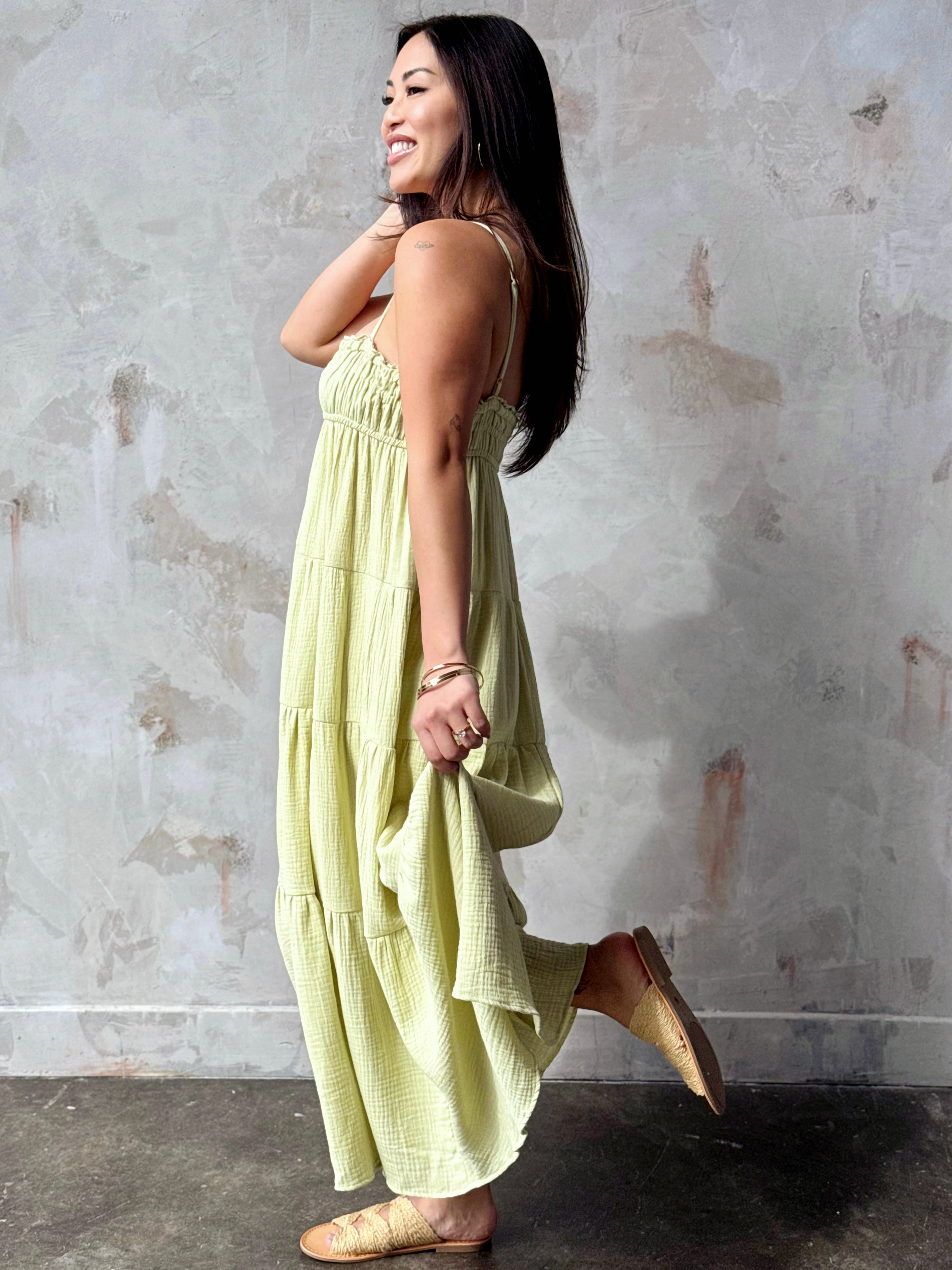 Aimee Dress - DUSTY LIME - willows clothing Long Dress