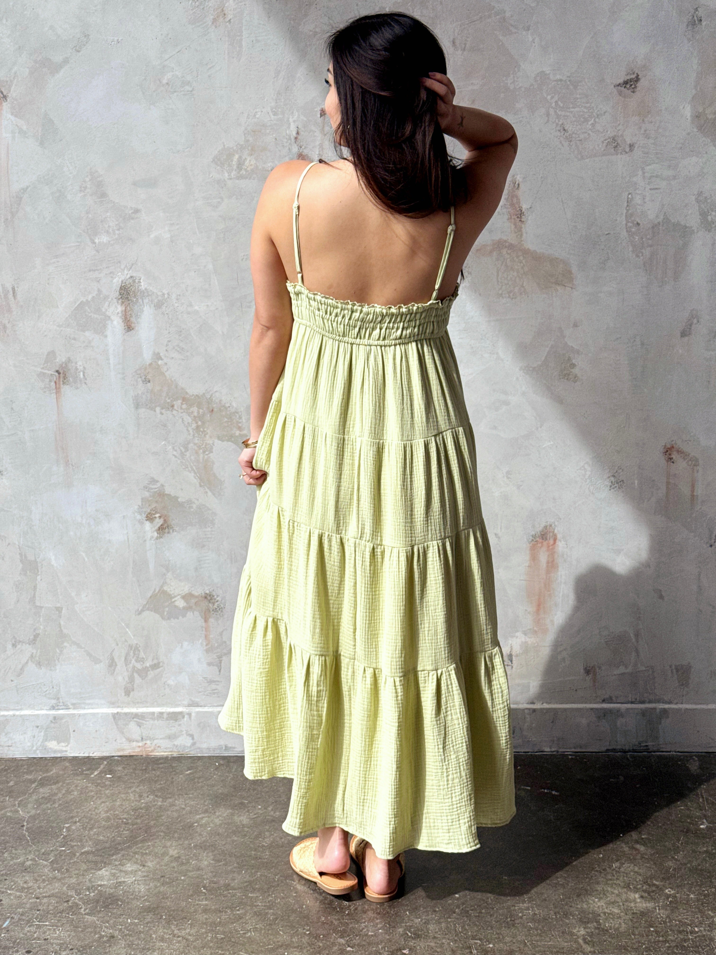 Aimee Dress - DUSTY LIME - willows clothing Long Dress