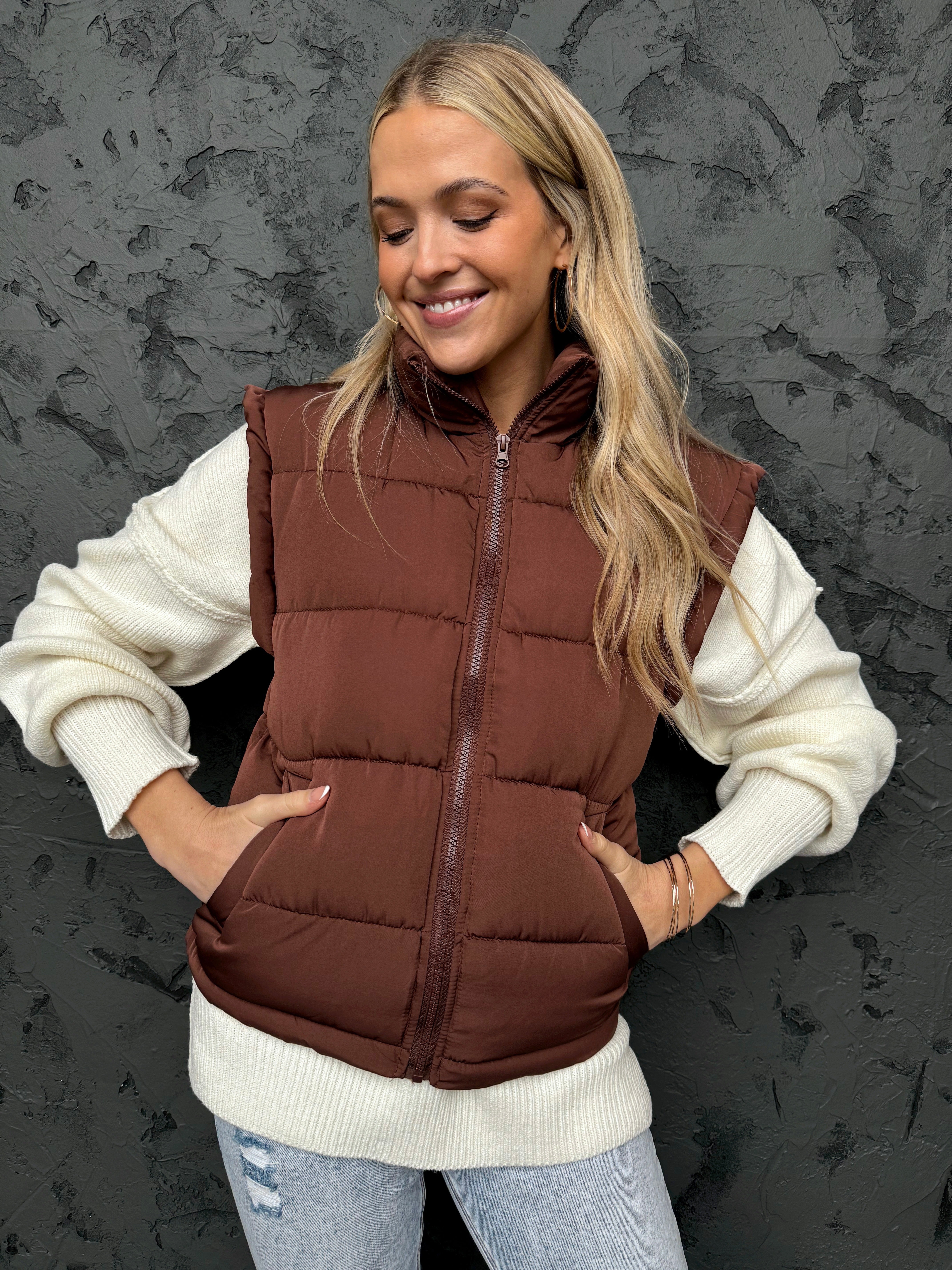 Alberta Vest - CHOCOLATE - willows clothing VEST