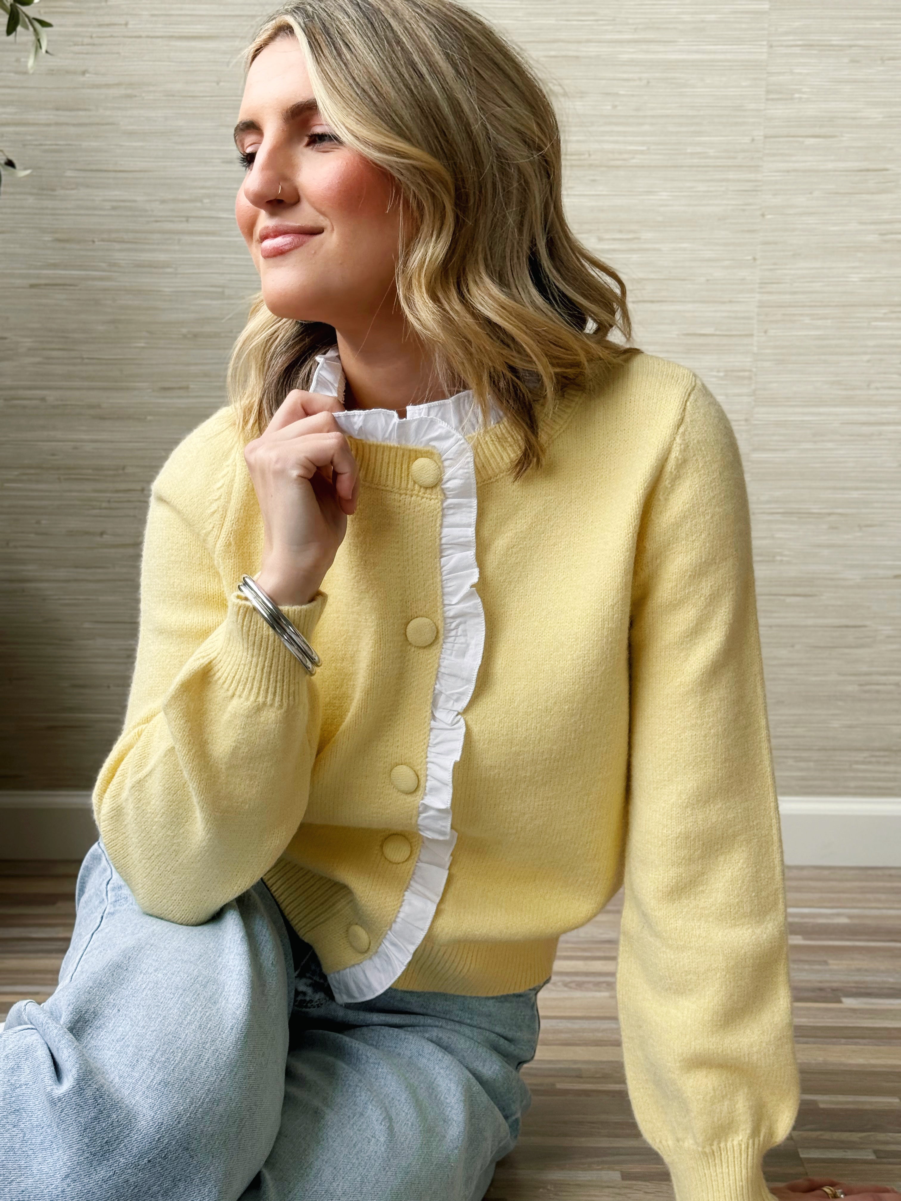 Alivia Cardigan - BUTTER YELLOW - willows clothing Cardigan