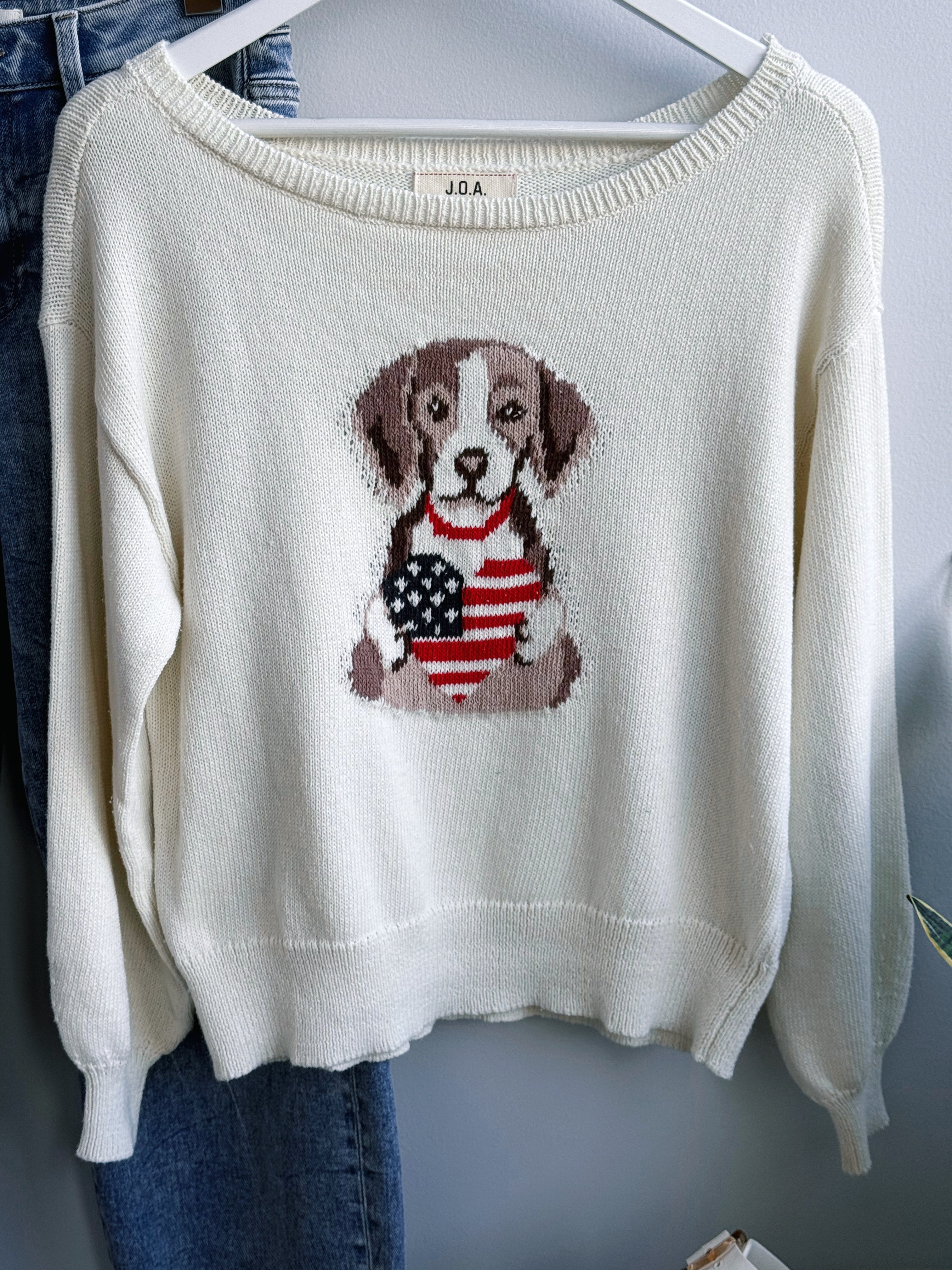 All American Pup Sweater - IVORY - willows clothing SWEATER