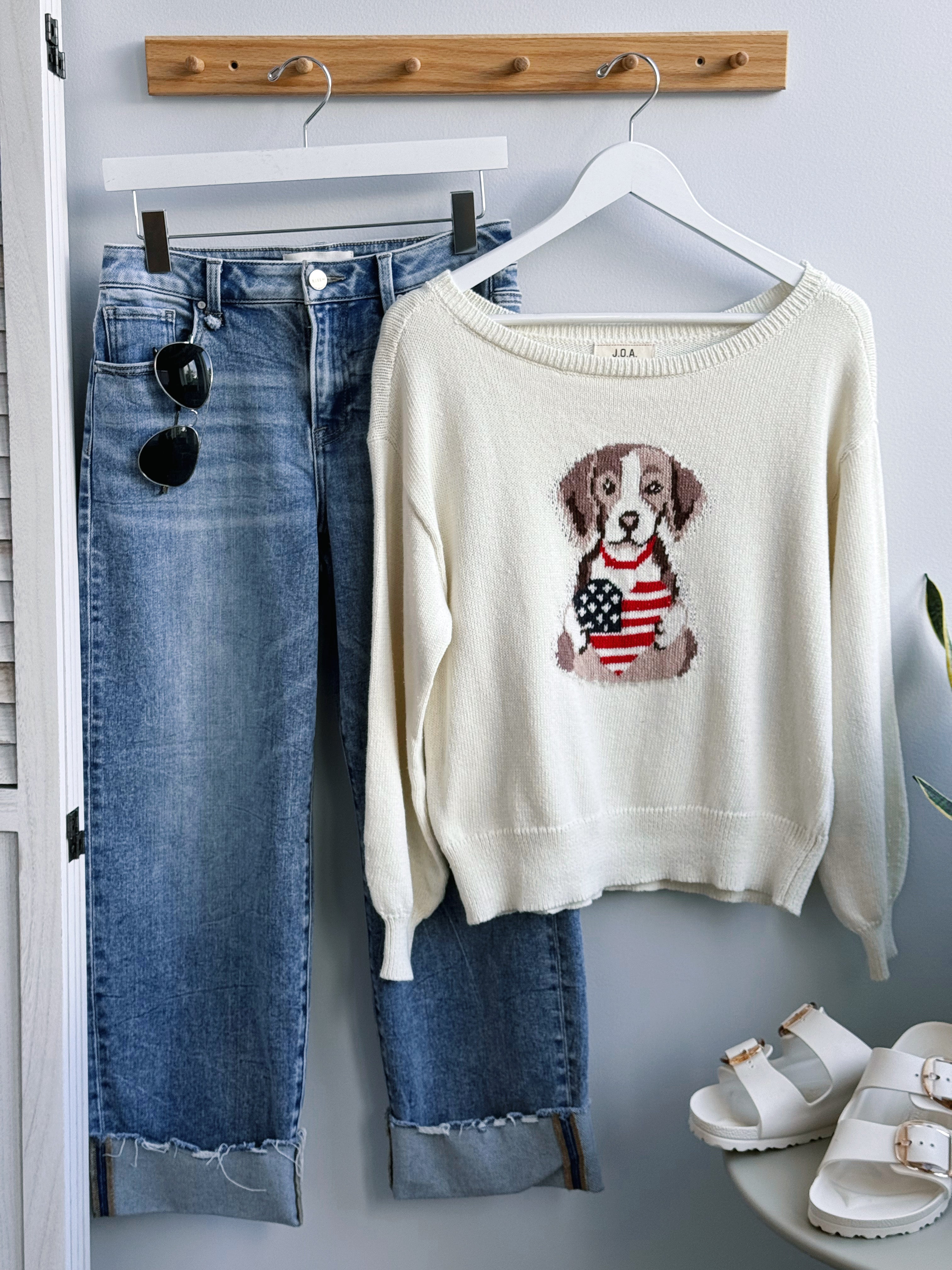 All American Pup Sweater - IVORY - willows clothing SWEATER