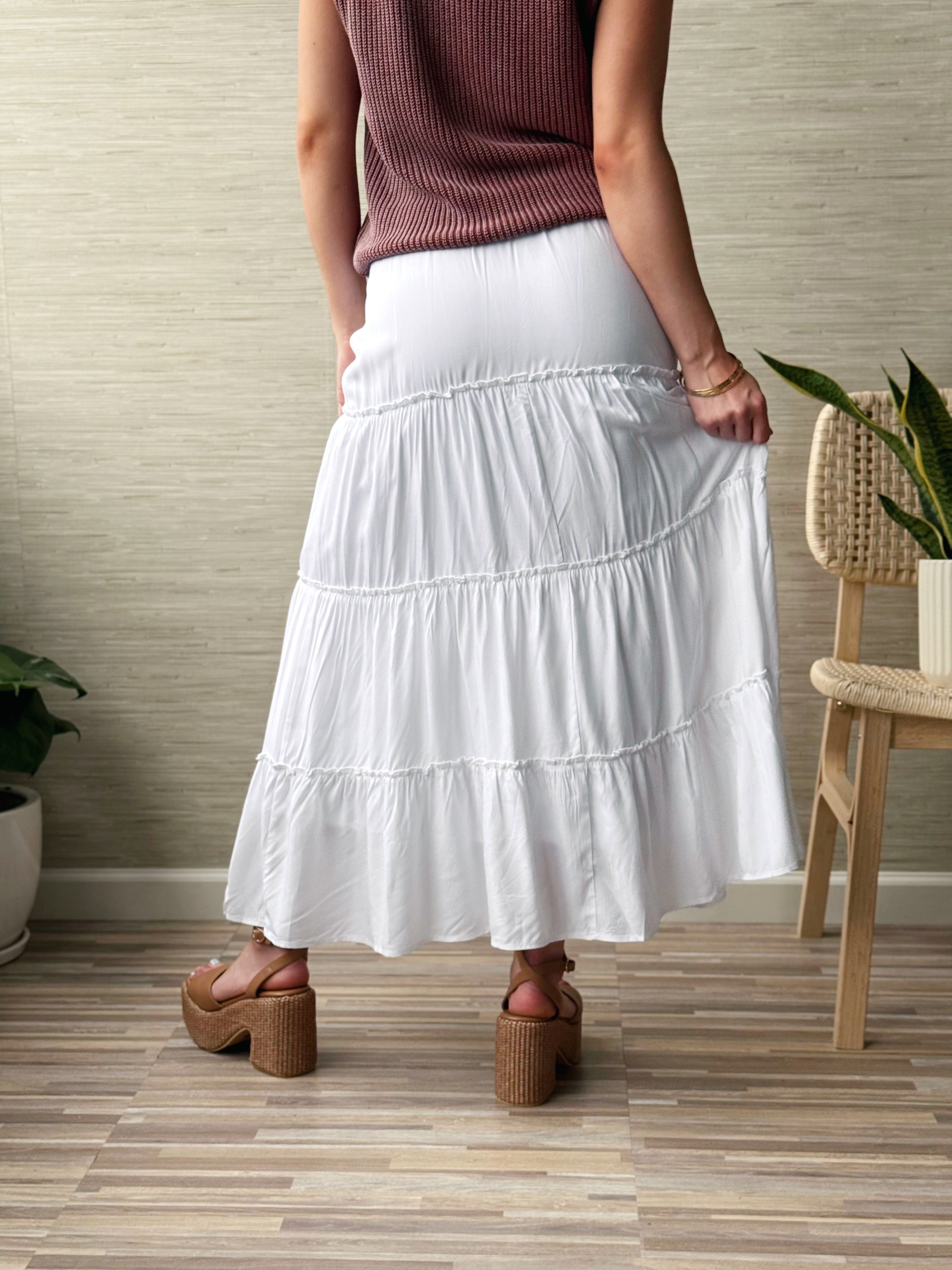Alma Maxi Dress - OFF WHITE - willows clothing long skirt