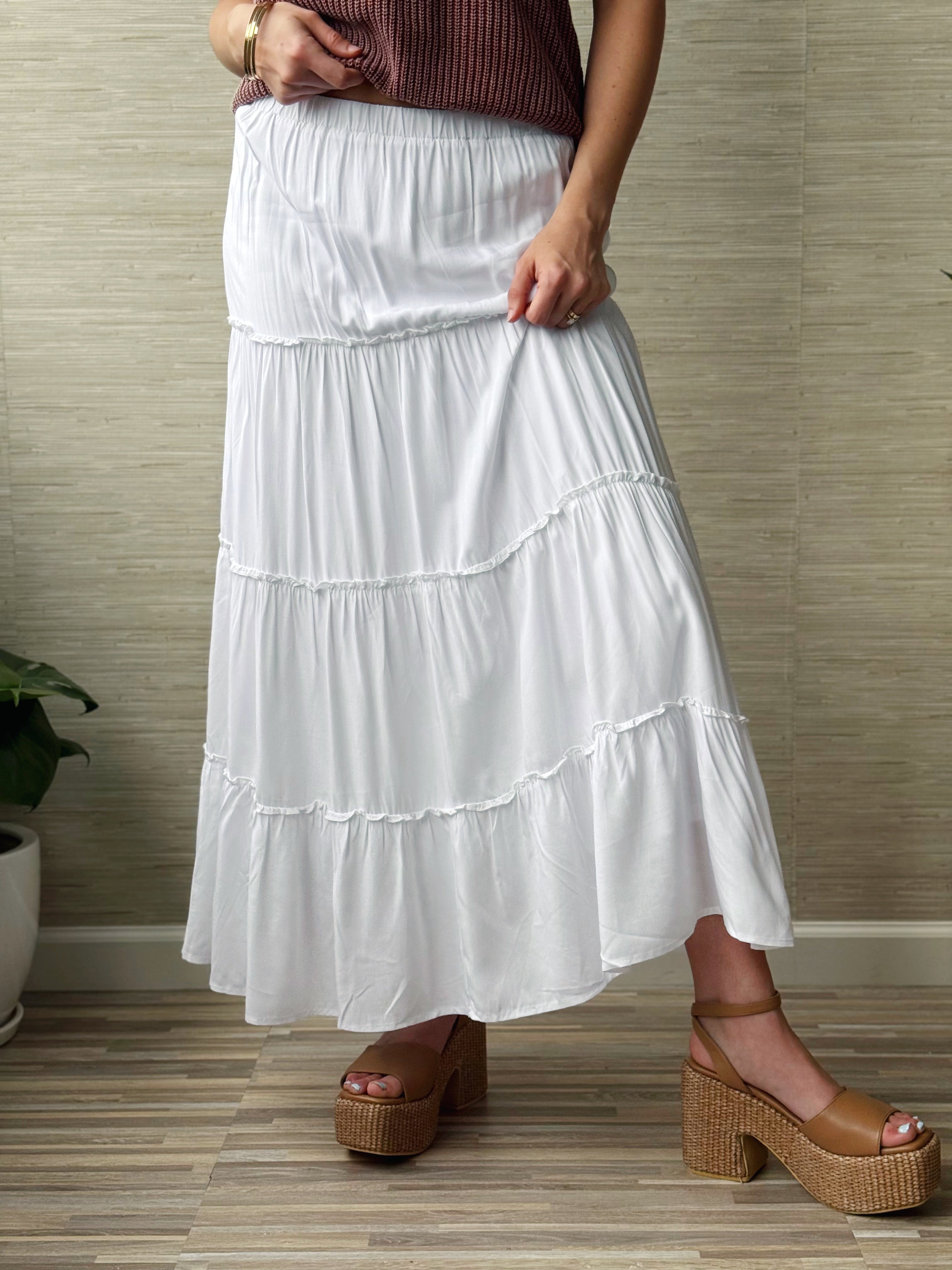 Alma Maxi Dress - OFF WHITE - willows clothing long skirt