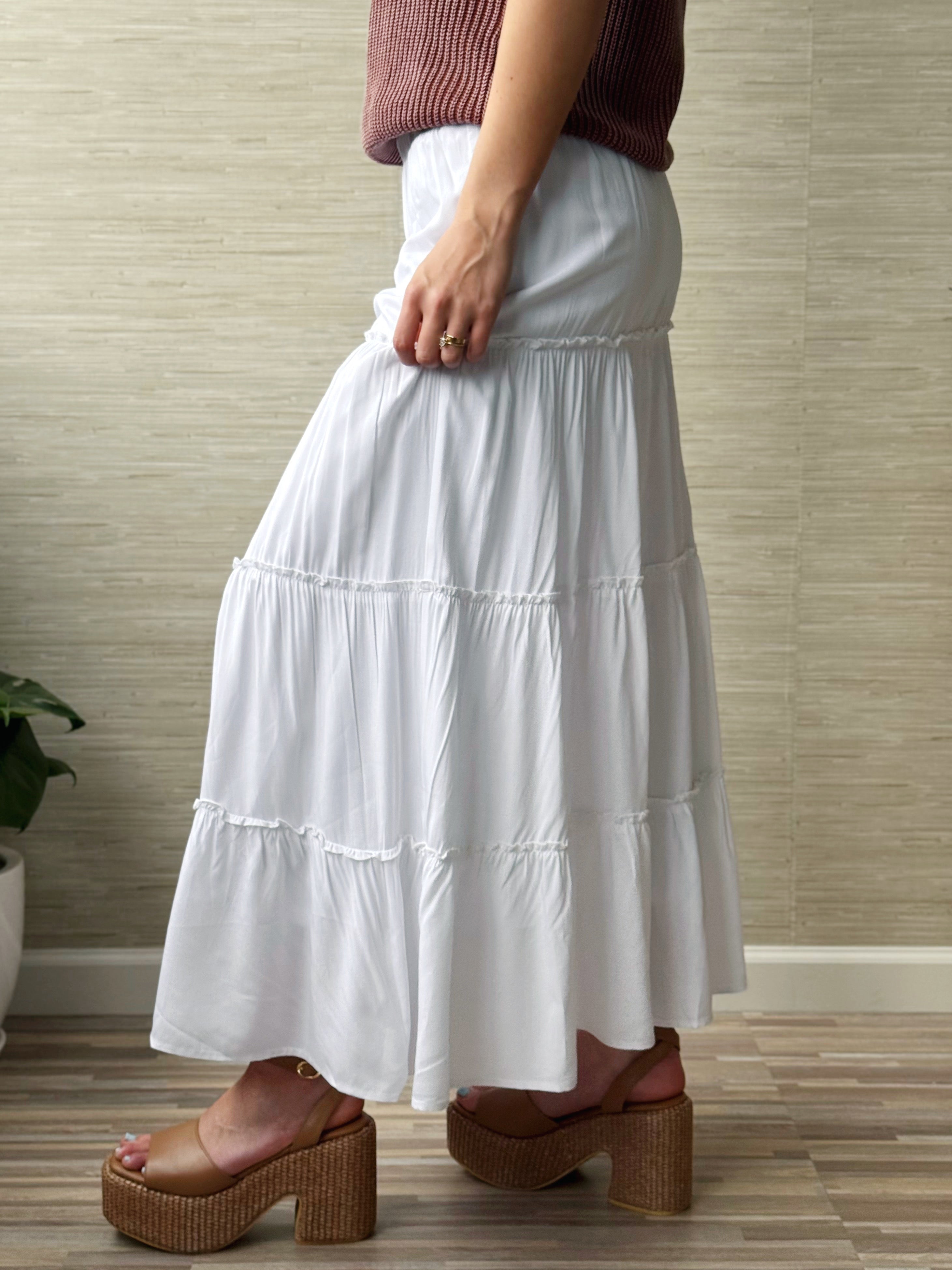 Alma Maxi Dress - OFF WHITE - willows clothing long skirt