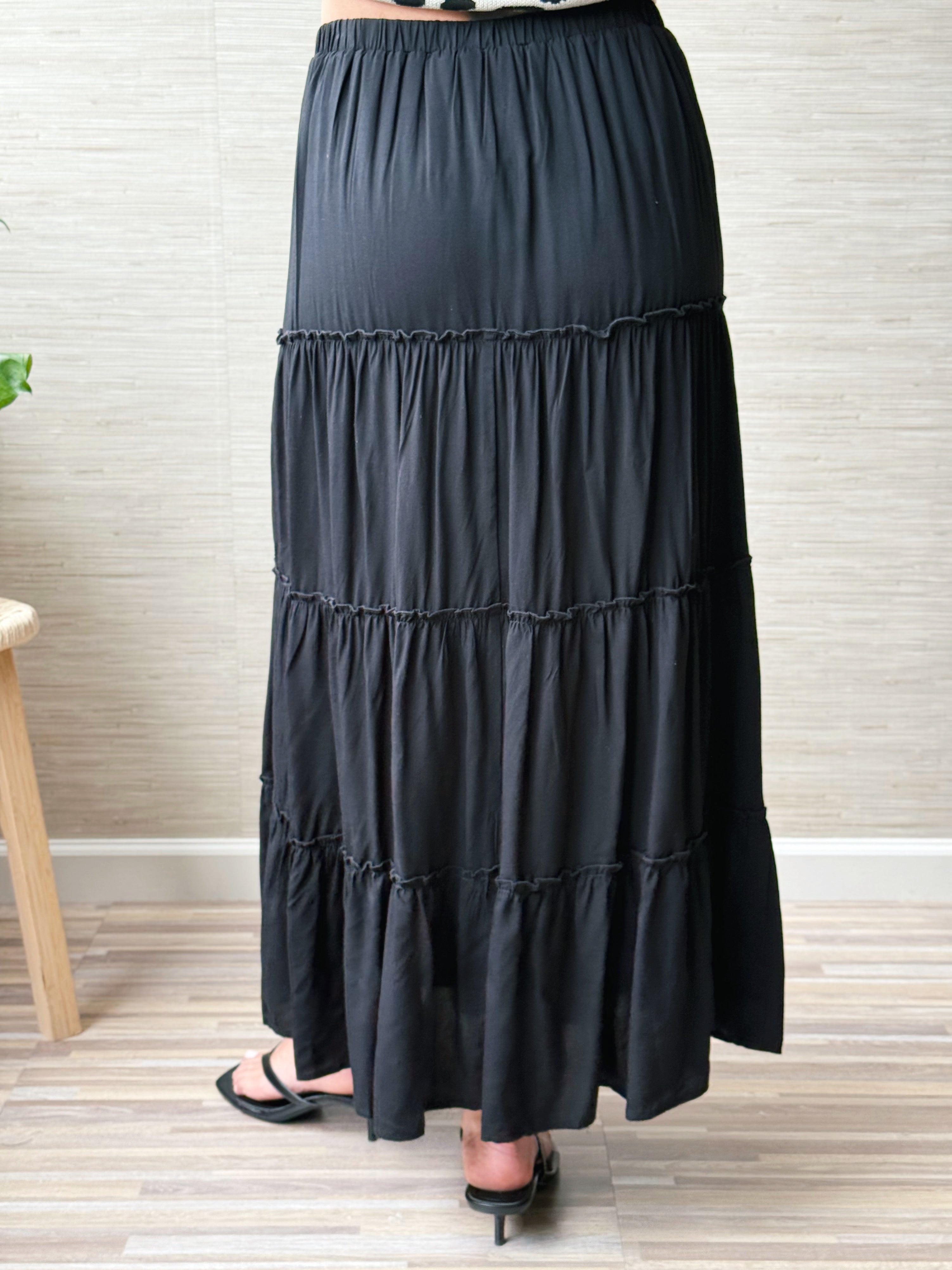 Alma Maxi Skirt - BLACK - willows clothing long skirt
