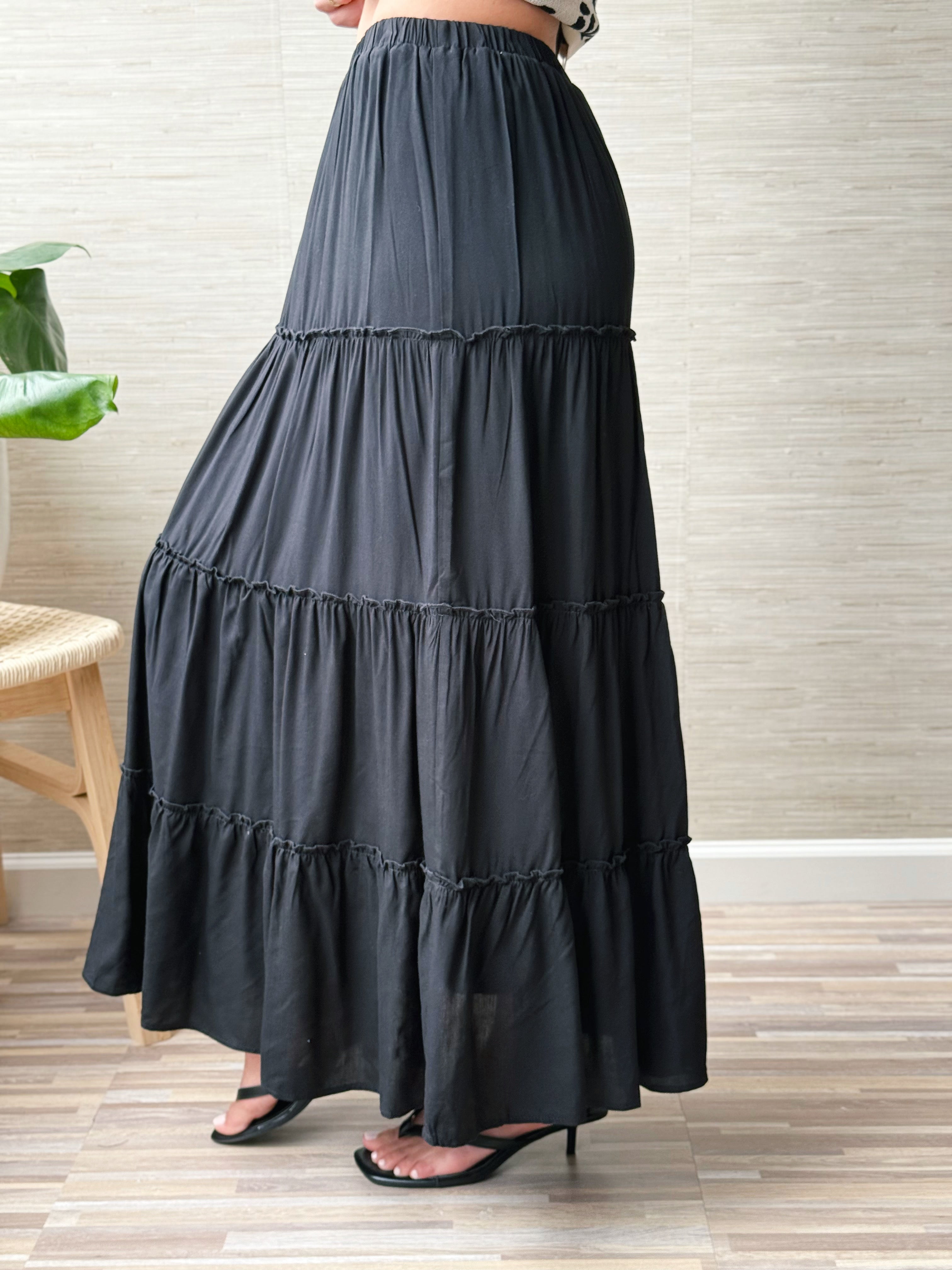 Alma Maxi Skirt - BLACK - willows clothing long skirt