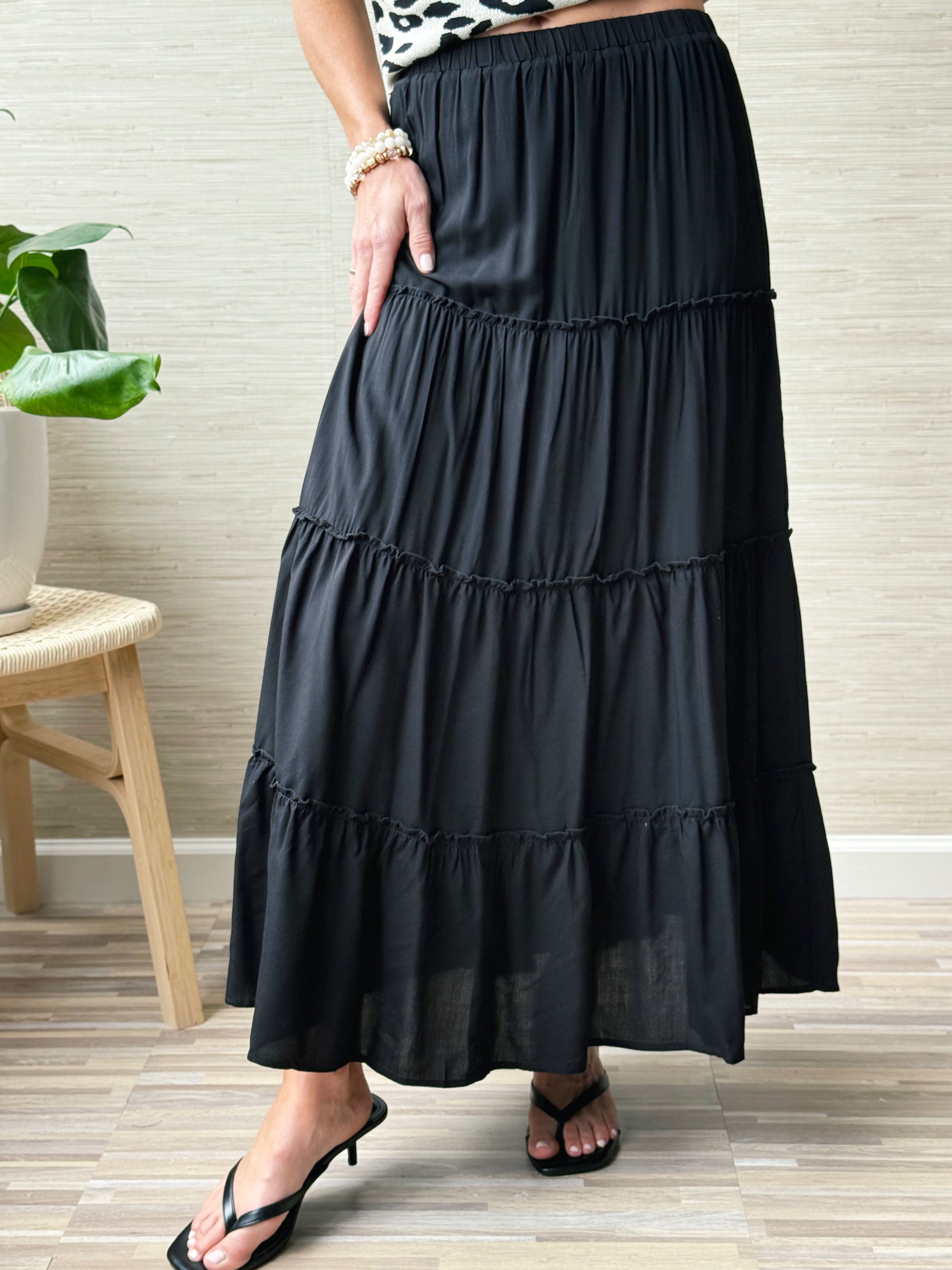 Alma Maxi Skirt - BLACK - willows clothing long skirt