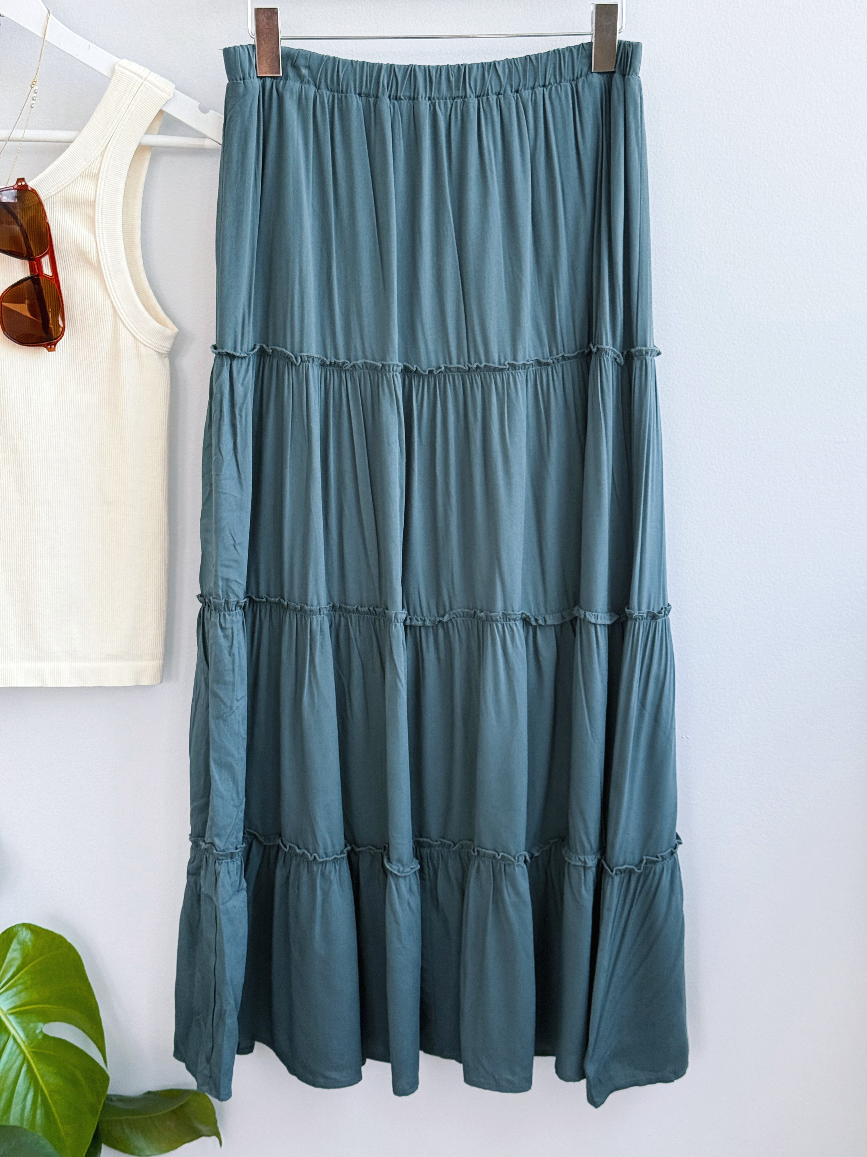 Alma Maxi Skirt - TEAL - willows clothing long skirt