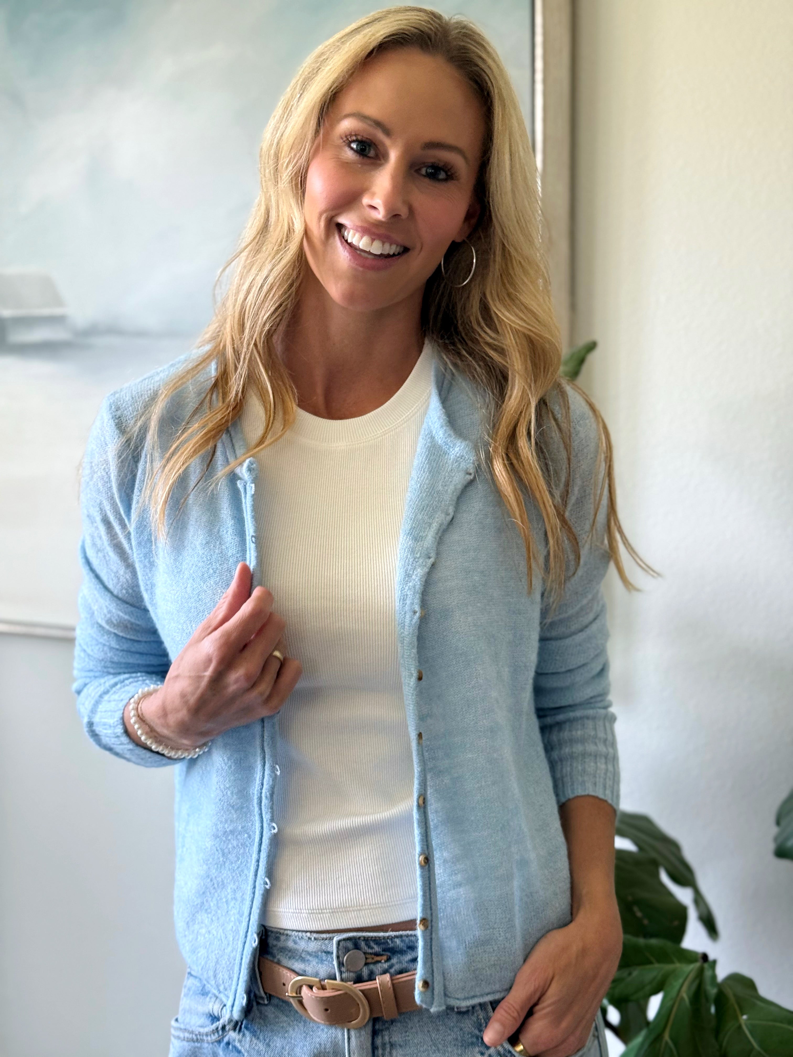 Amara Cardigan - POWDER BLUE - willows clothing Cardigan