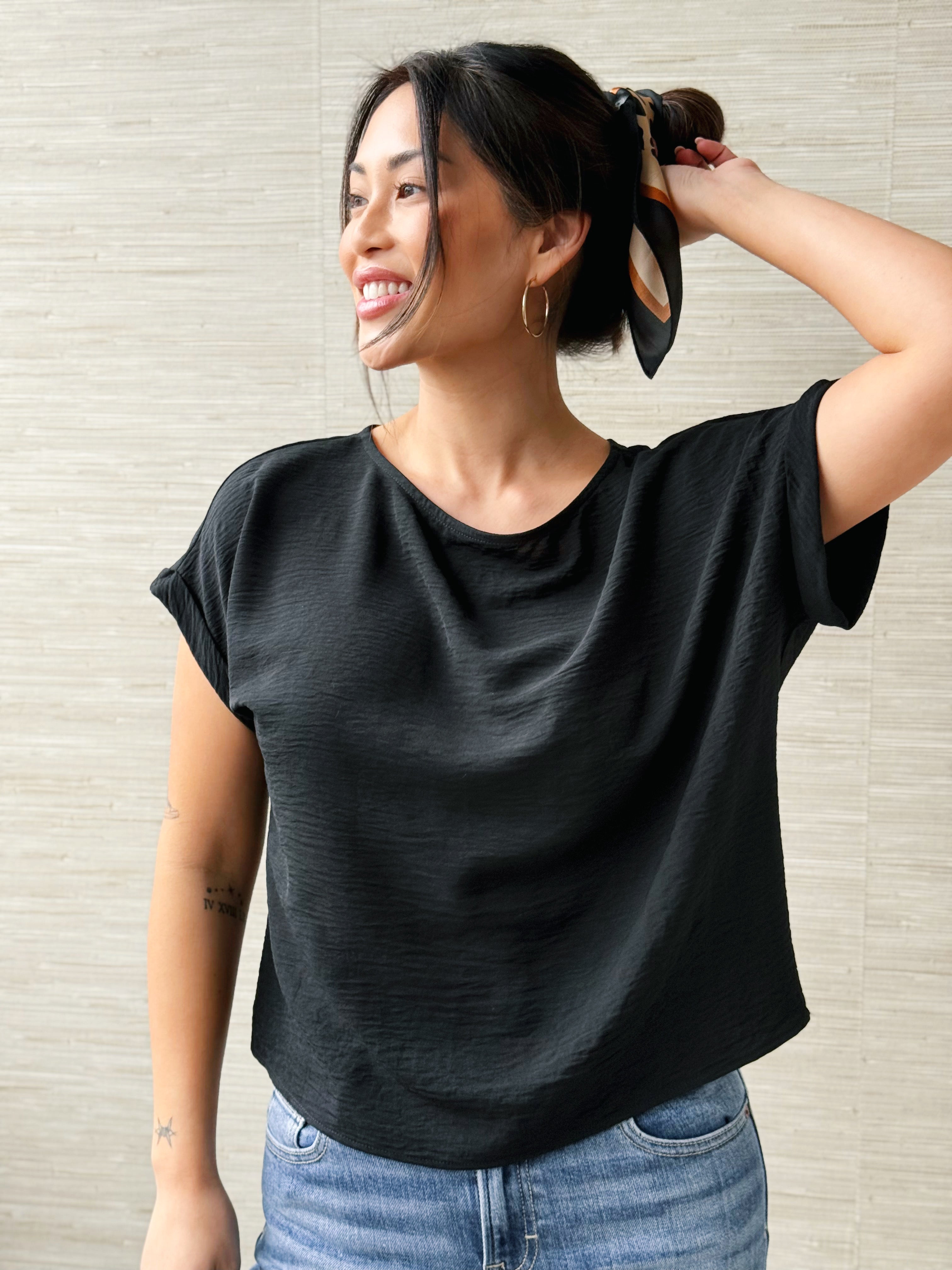 Amberly Top - BLACK - willows clothing S/S SHIRT