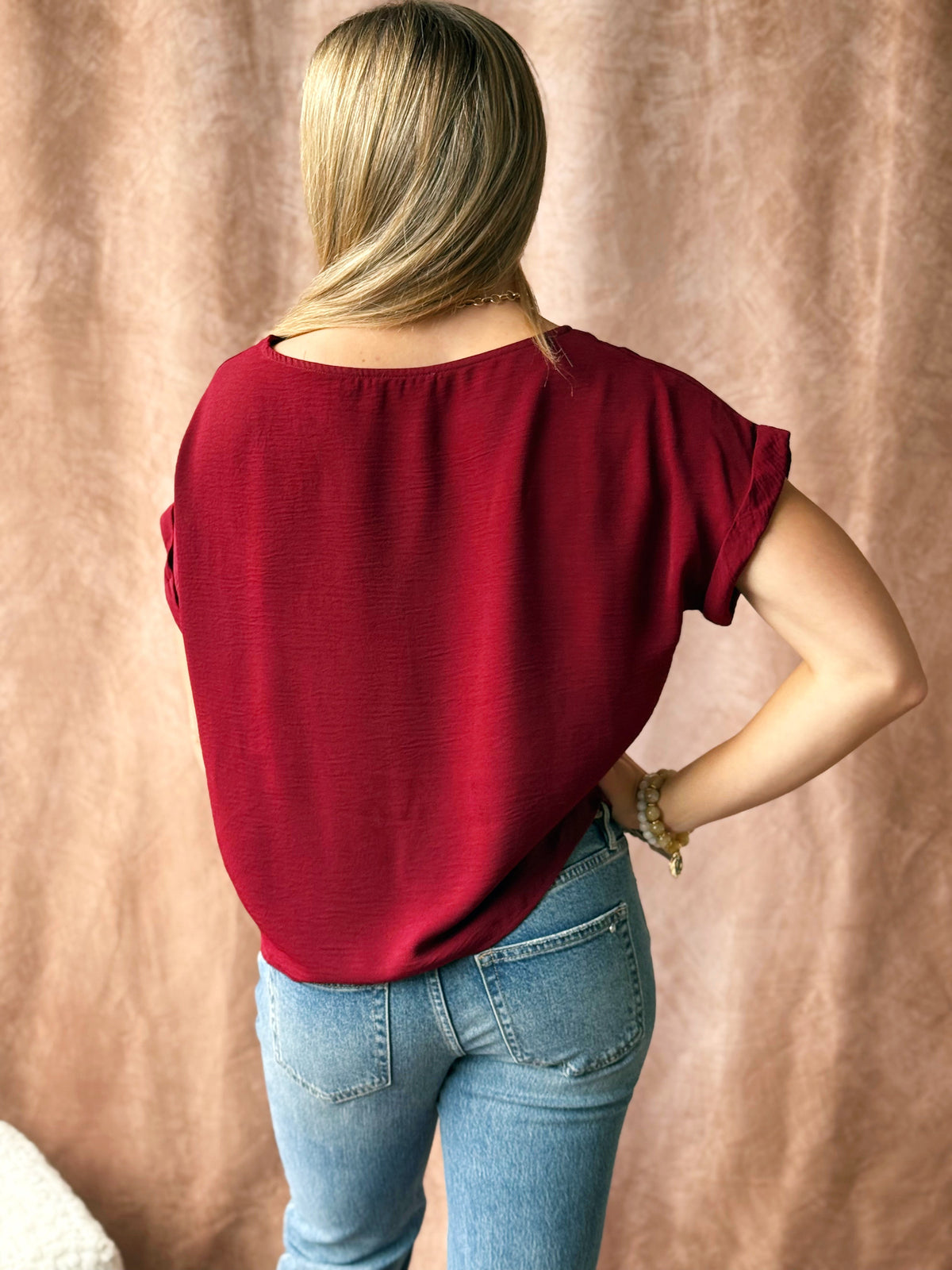 Amberly Top - MERLOT - willows clothing S/S SHIRT