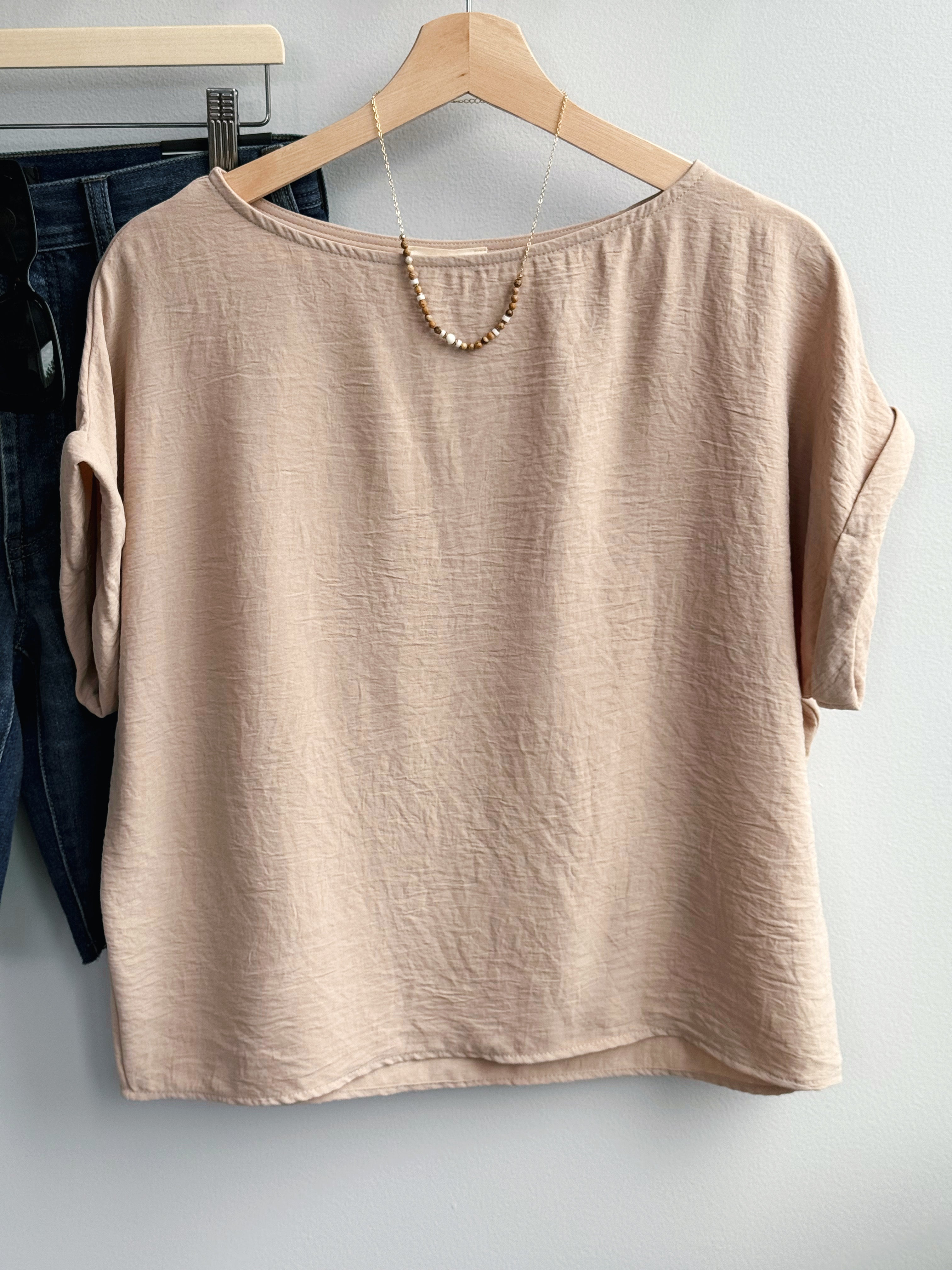 Amberly Top - TAUPE - willows clothing S/S SHIRT