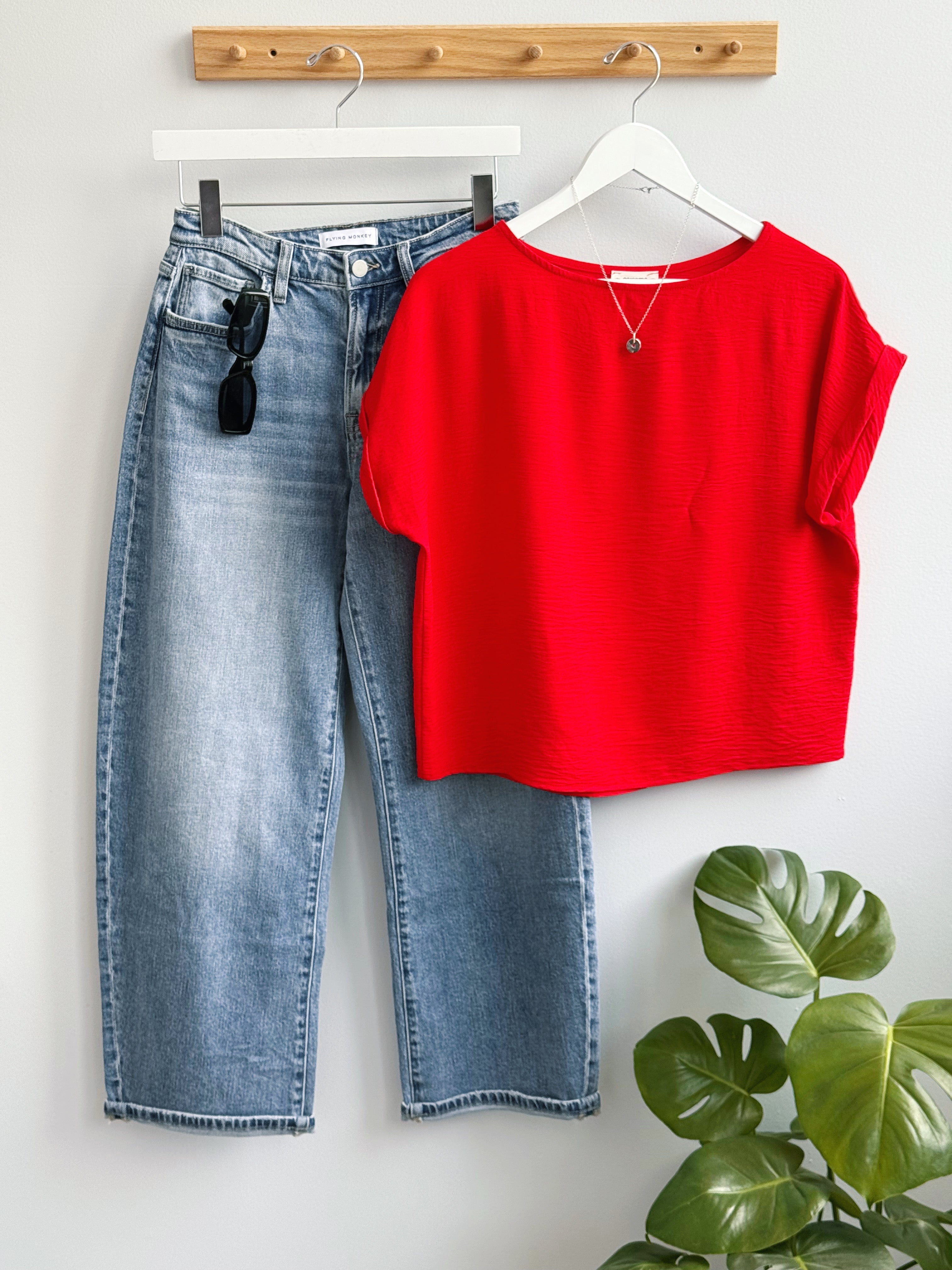 Amberly Top - TOMATO - willows clothing S/S SHIRT