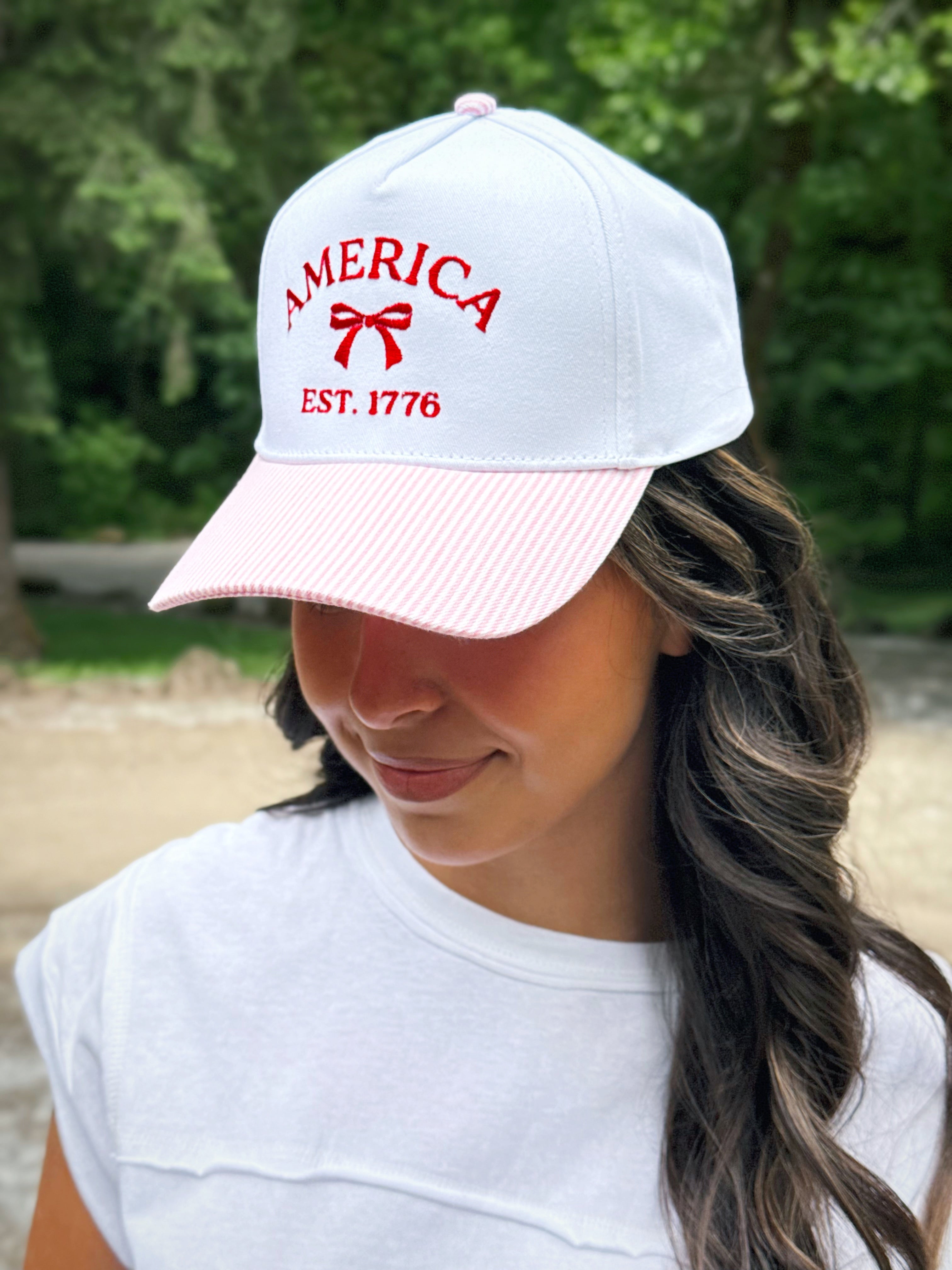 America Est. 1776 Hat - PINK - willows clothing HAT