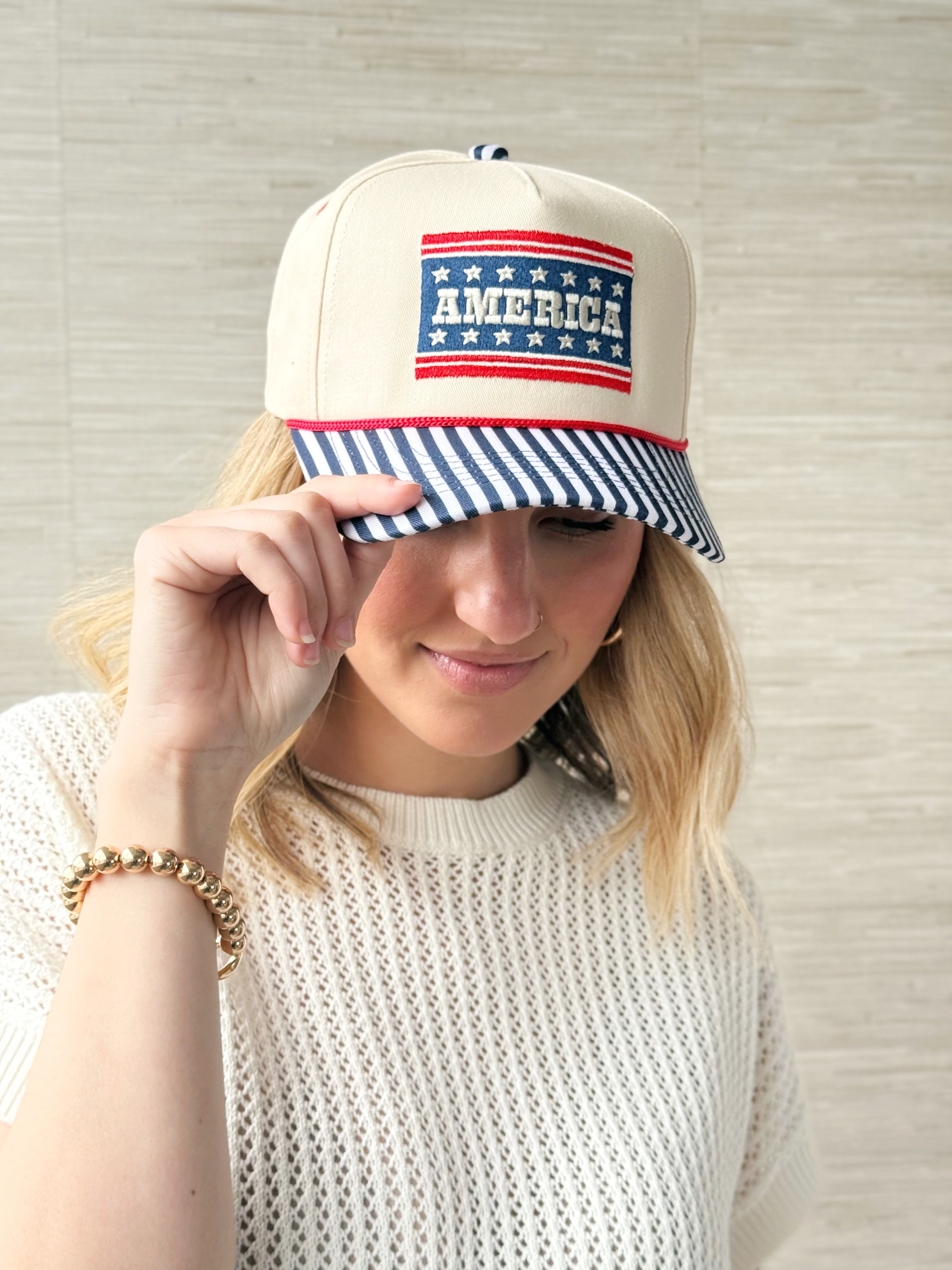 America Striped Cap - willows clothing HAT