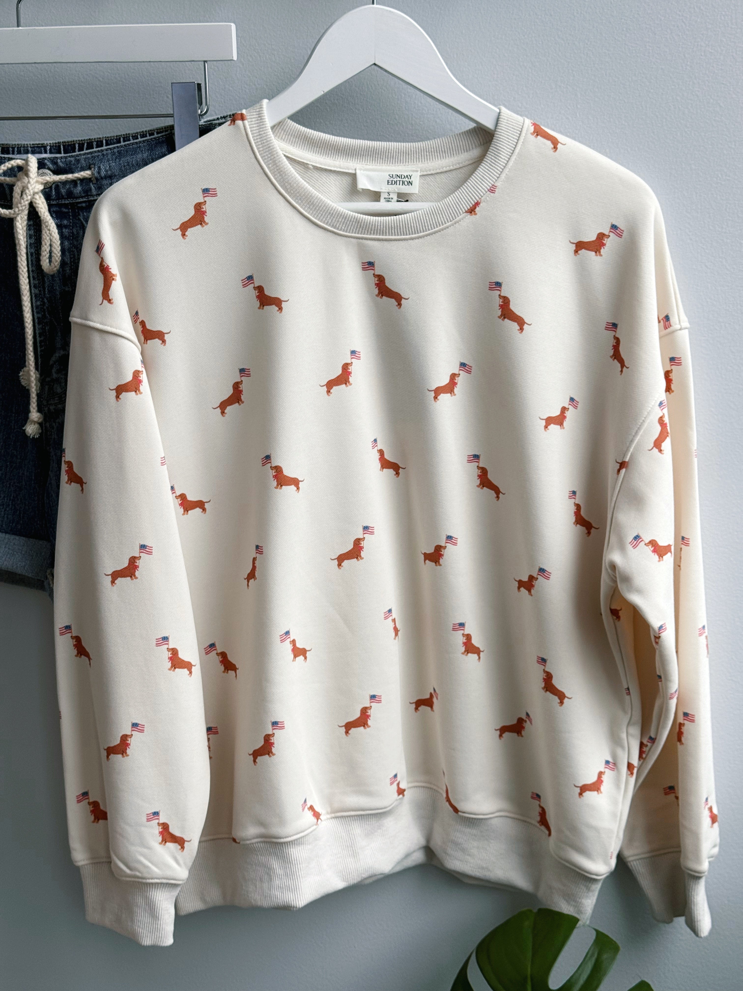 American Doxie Sweatshirt - CREAM - willows clothing SWEATSHIRT
