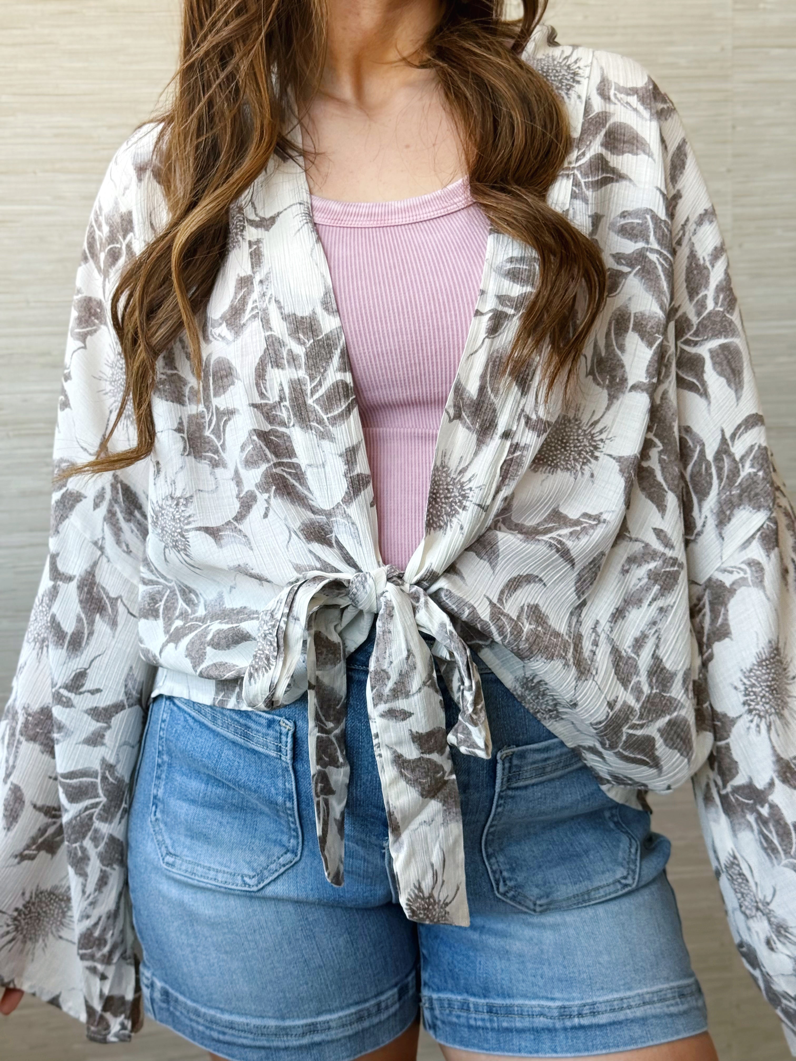 Andrea Wrap - CHARCOAL - willows clothing BLOUSE
