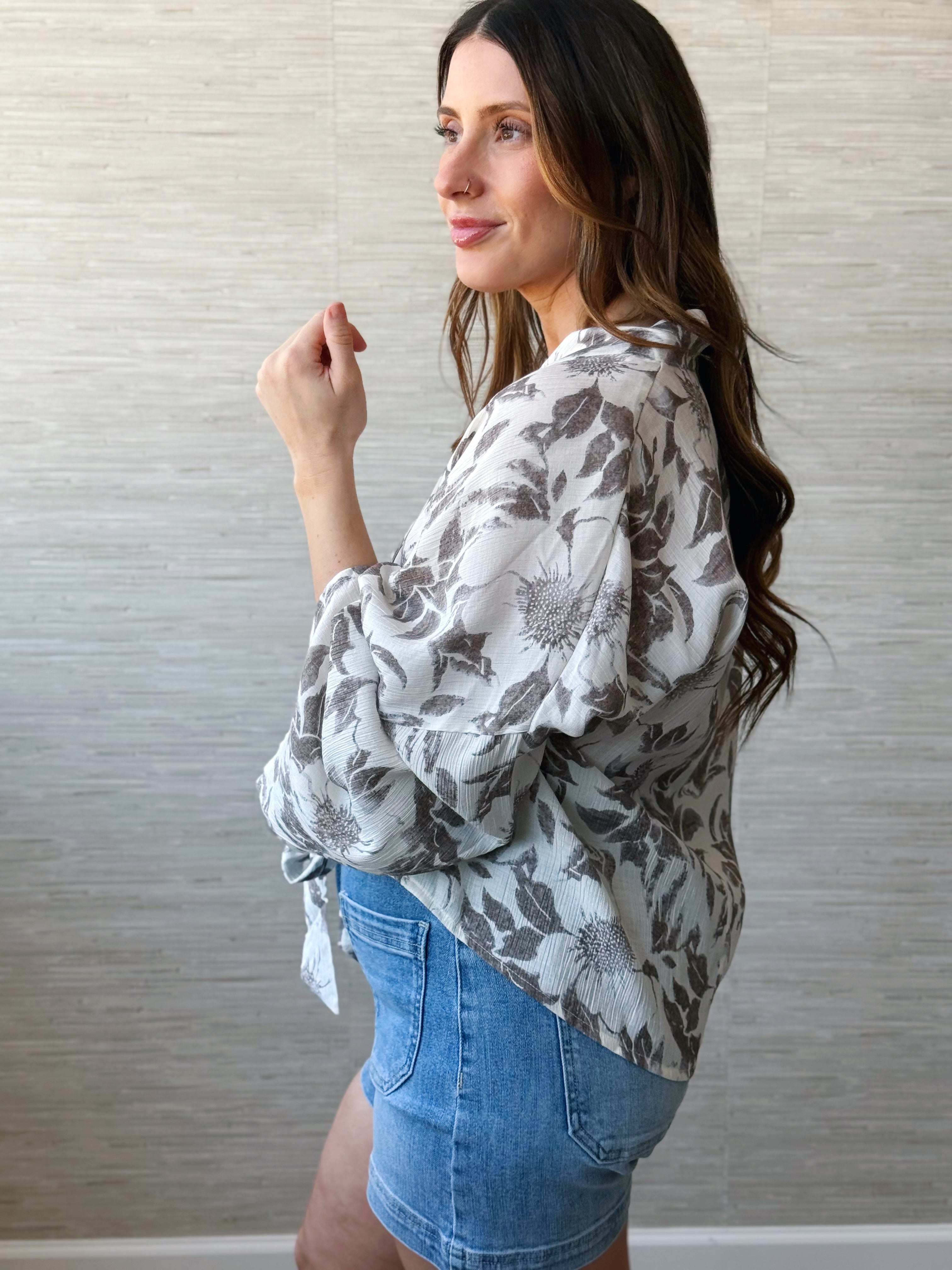 Andrea Wrap - CHARCOAL - willows clothing BLOUSE