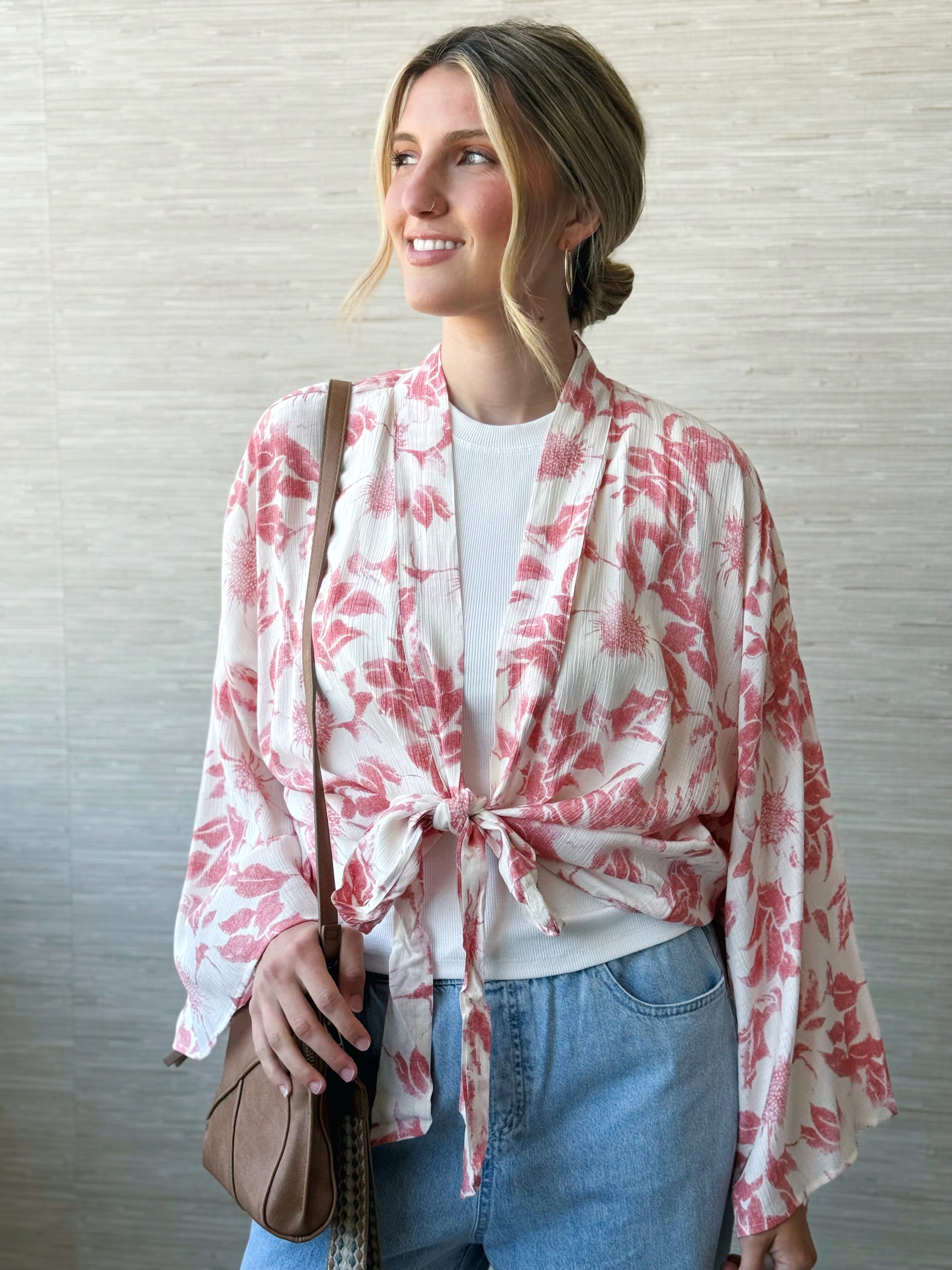 Andrea Wrap - CORAL - willows clothing BLOUSE