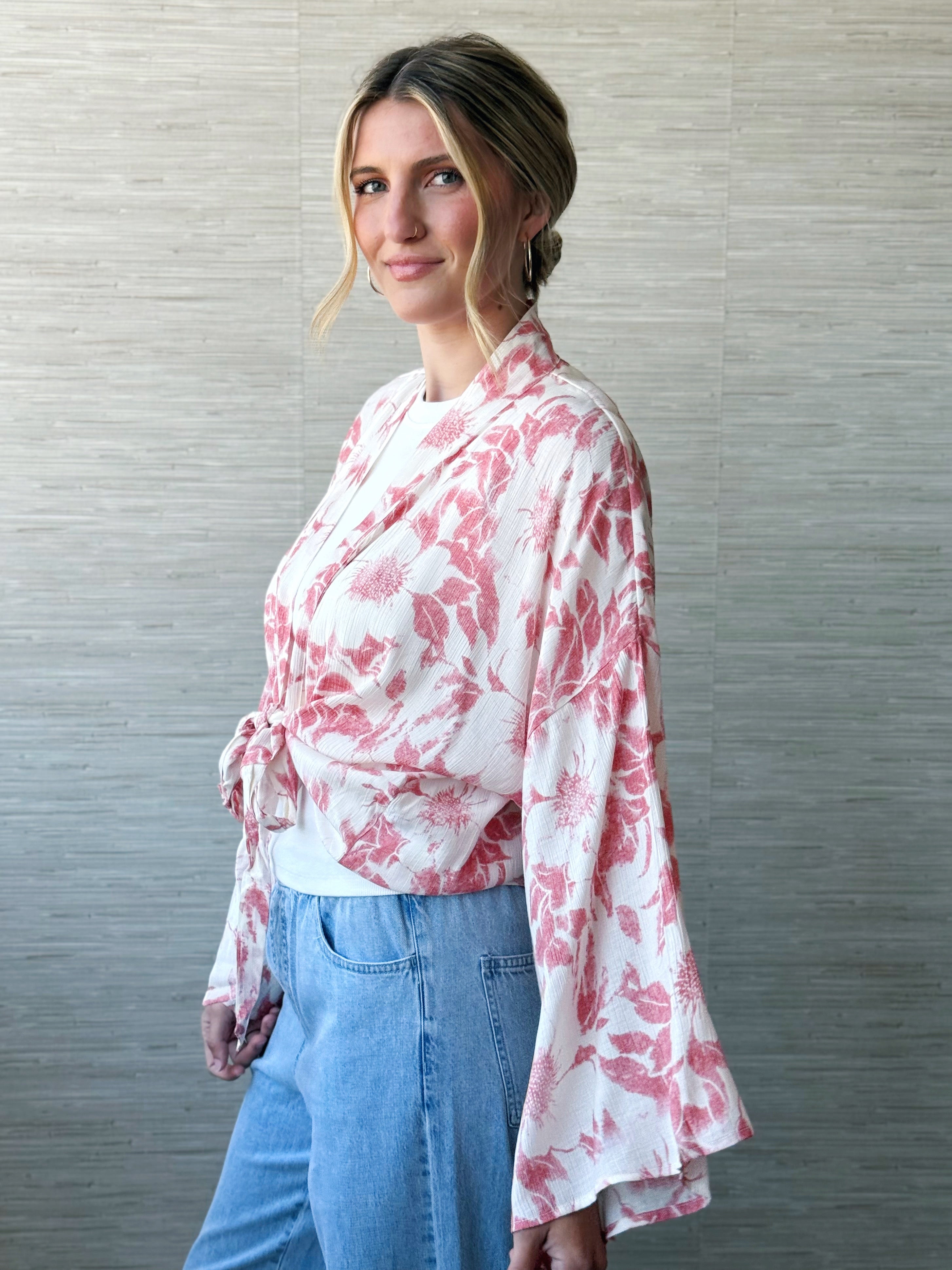Andrea Wrap - CORAL - willows clothing BLOUSE