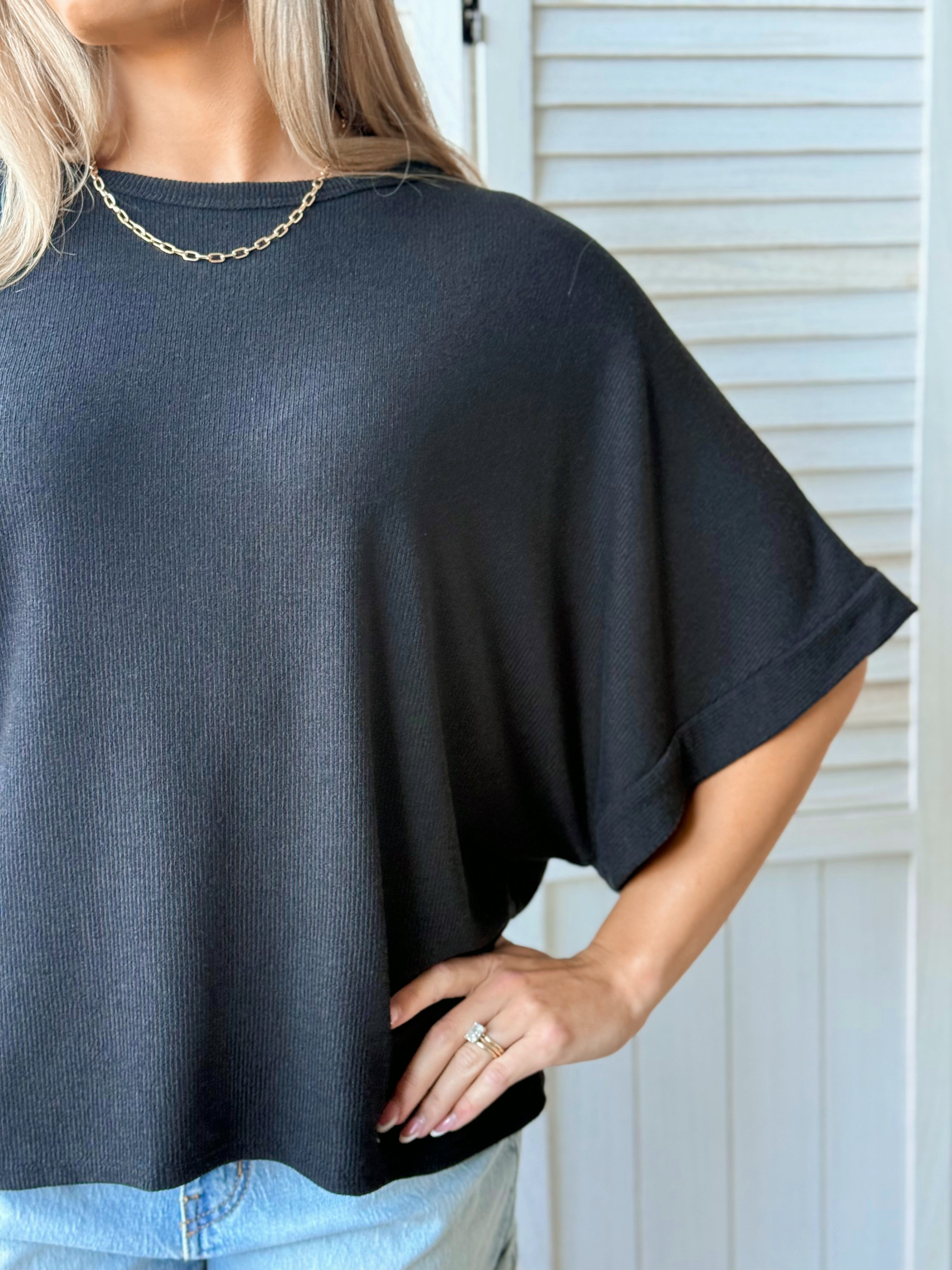 Angie Top - BLACK - willows clothing S/S SHIRT