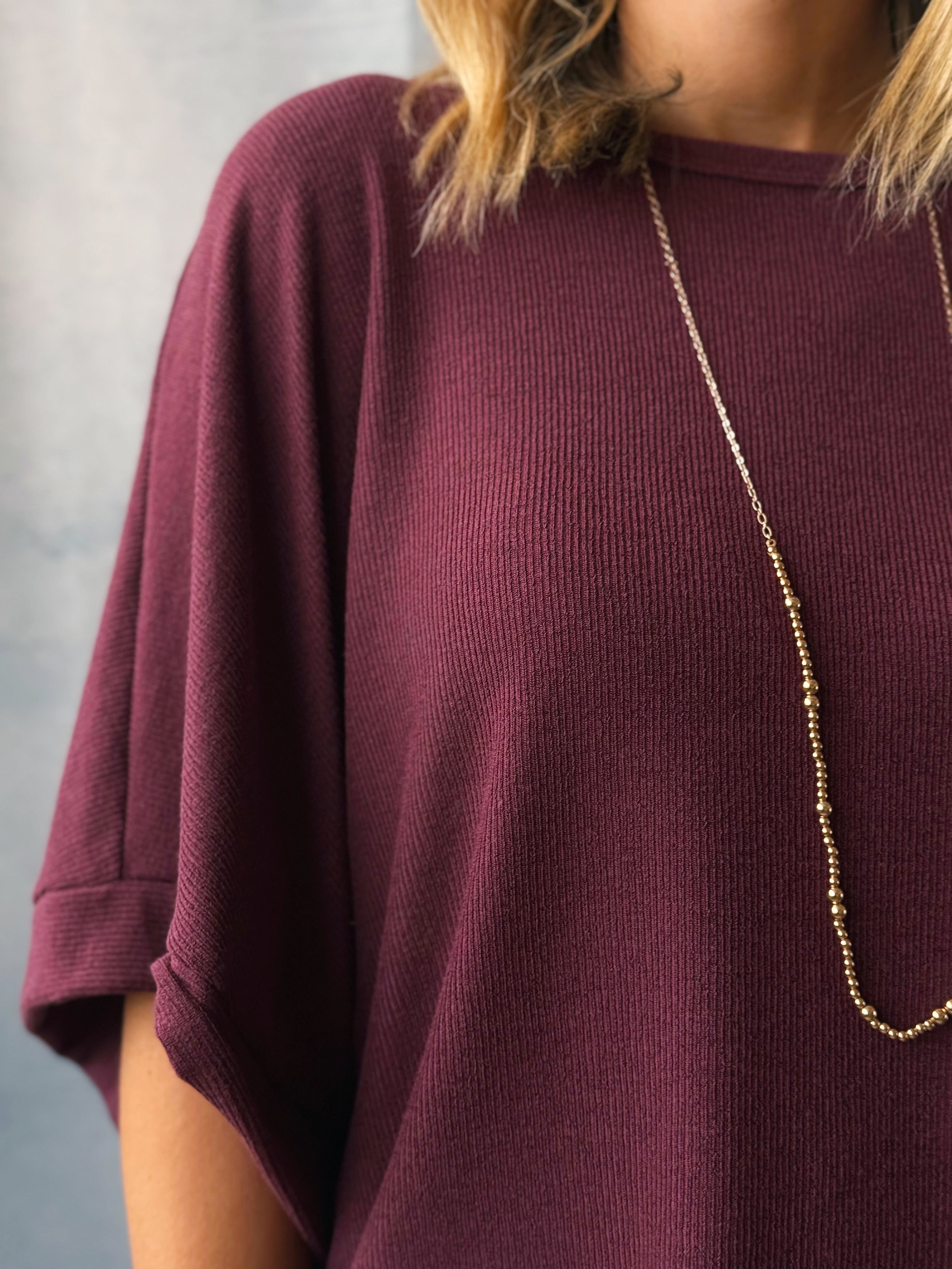 Angie Top - WINE - willows clothing S/S SHIRT