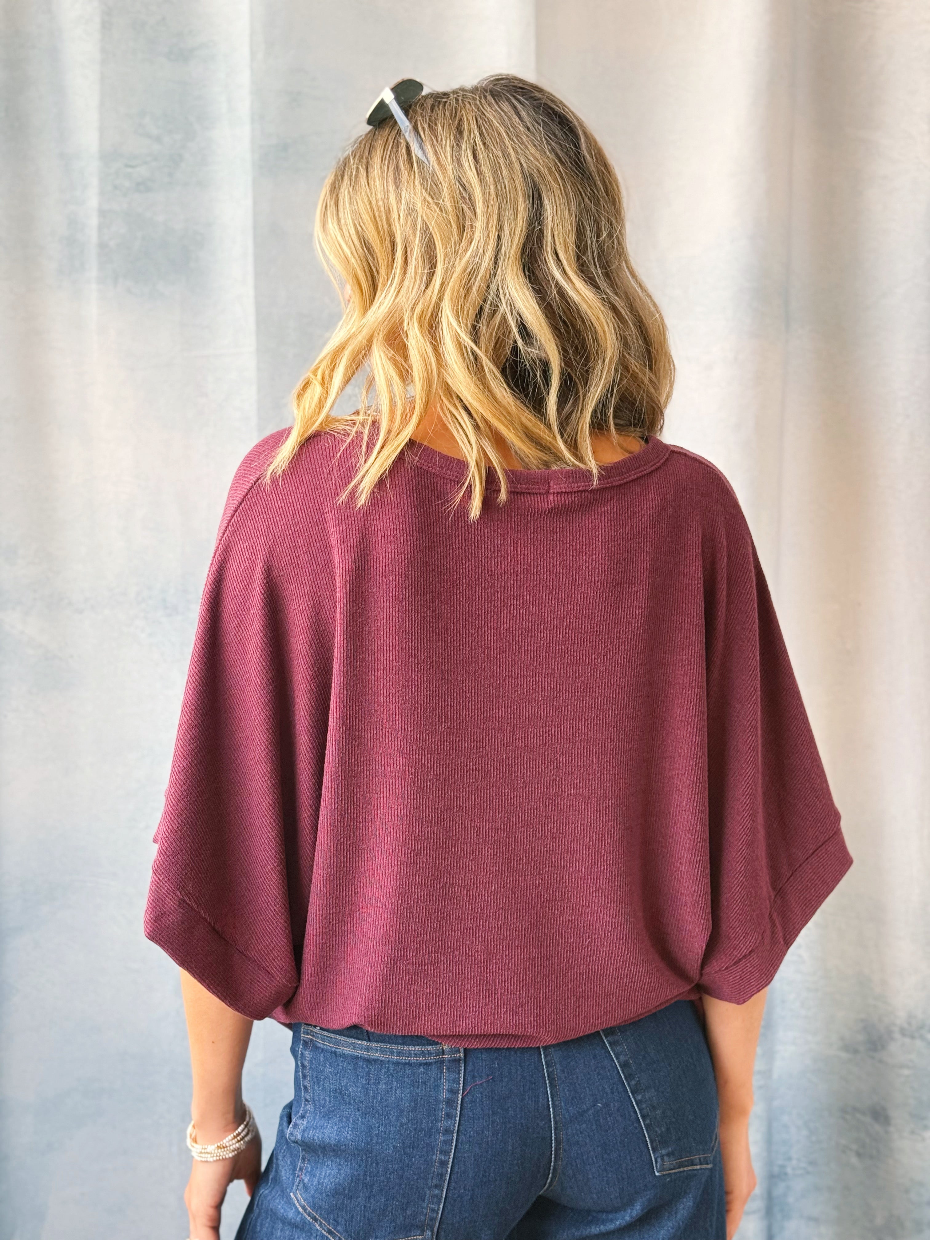 Angie Top - WINE - willows clothing S/S SHIRT