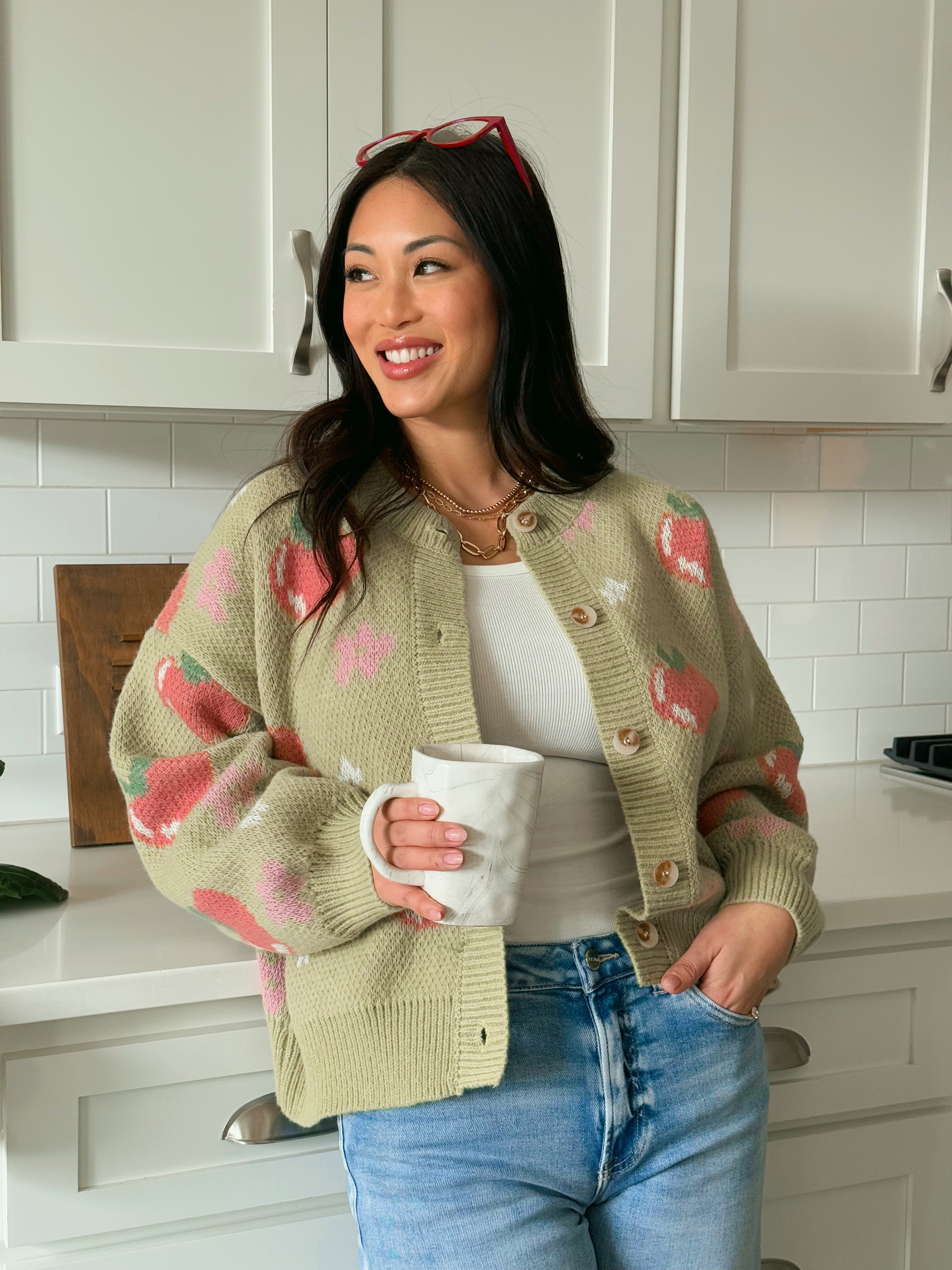 Apple Blossom Cardigan - LIGHT GREEN - willows clothing Cardigan