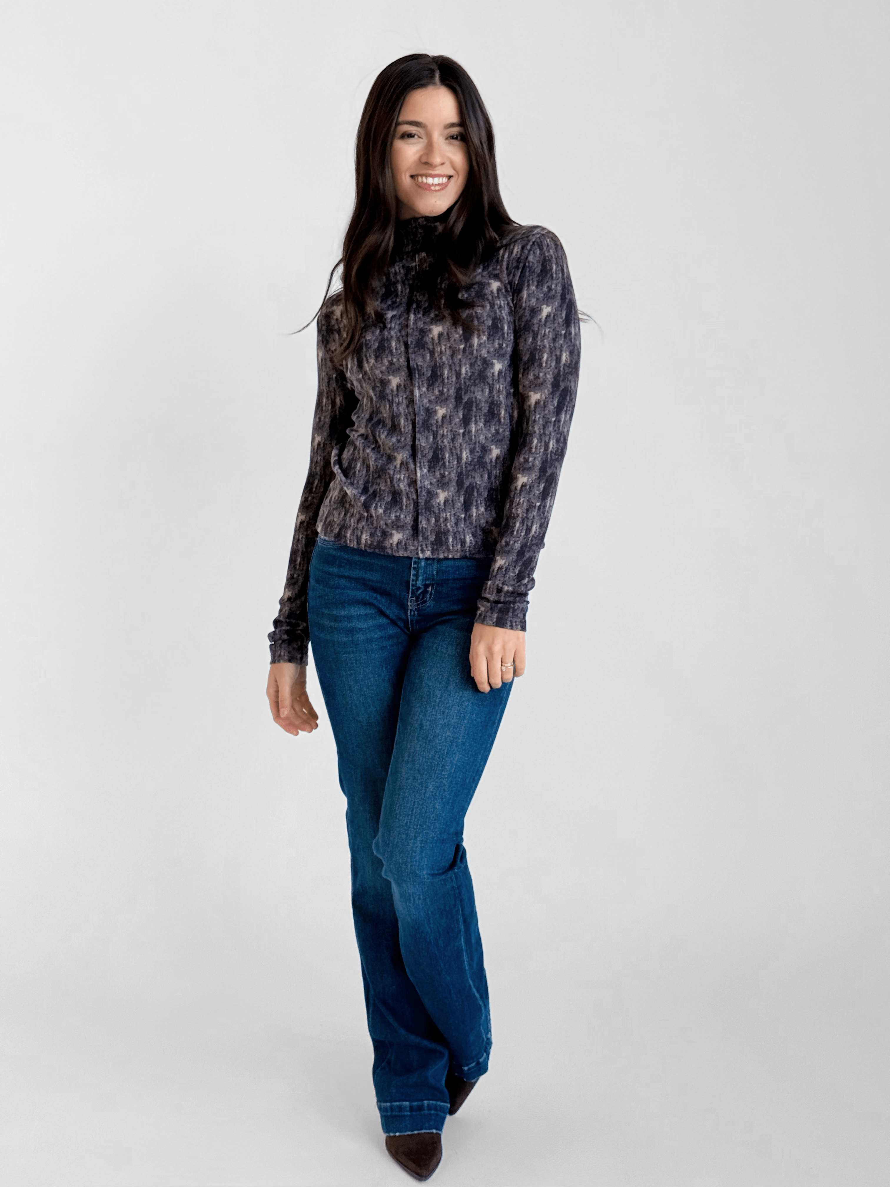 Arlette Top - CHARCOAL - willows clothing L/S SHIRT