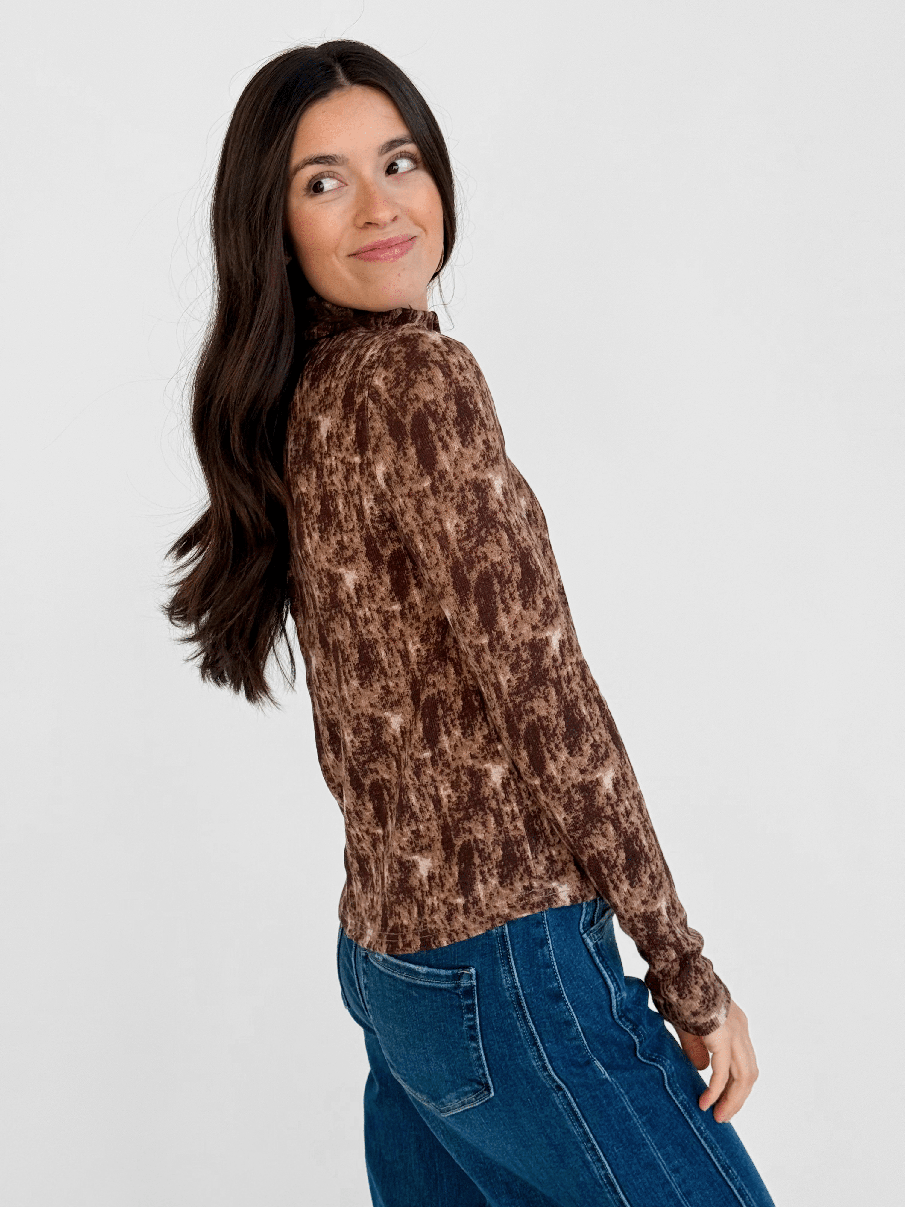 Arlette Top - CHOCOLATE - willows clothing L/S SHIRT