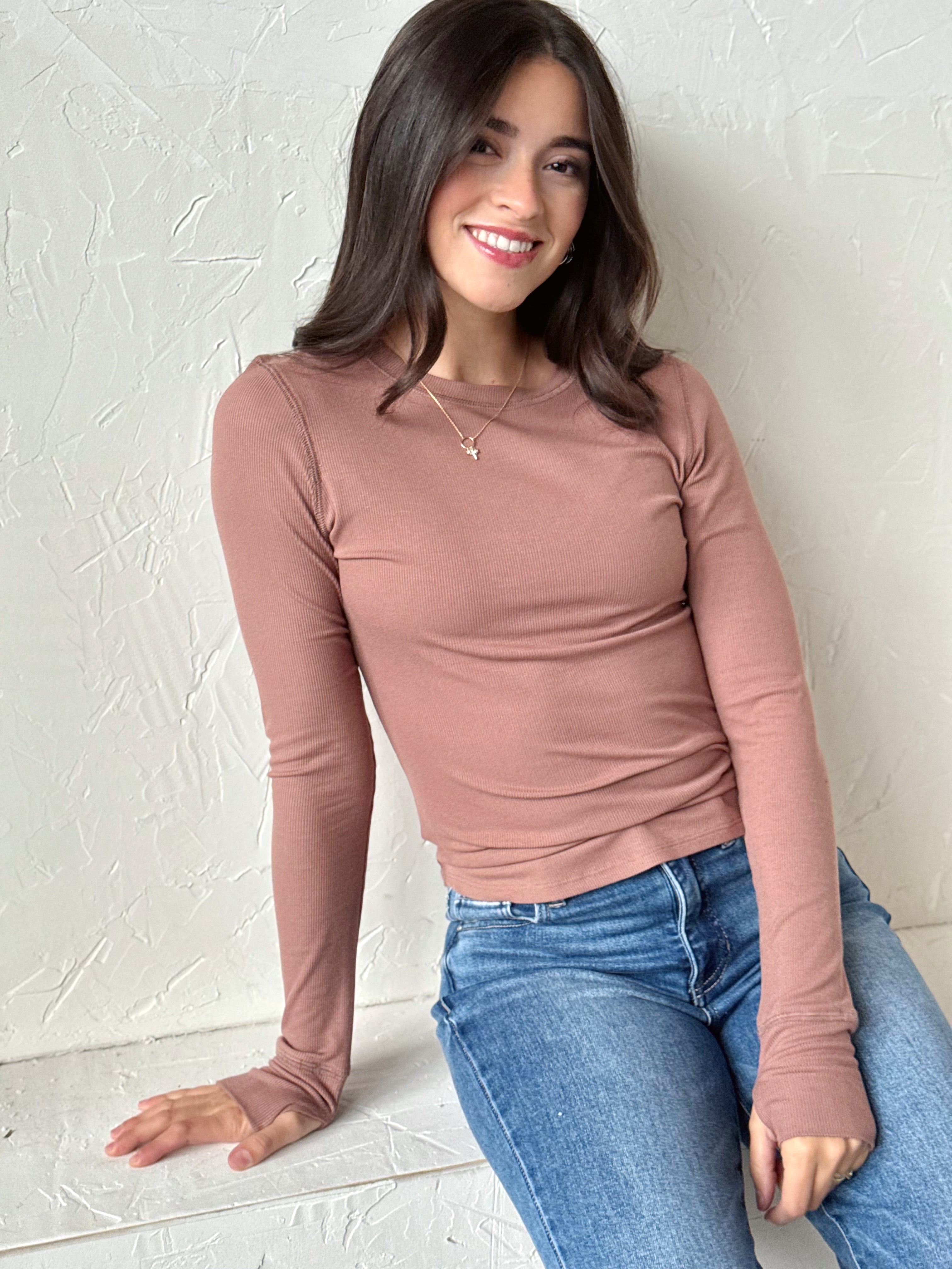 Asher Top - MOCHA - willows clothing L/S SHIRT