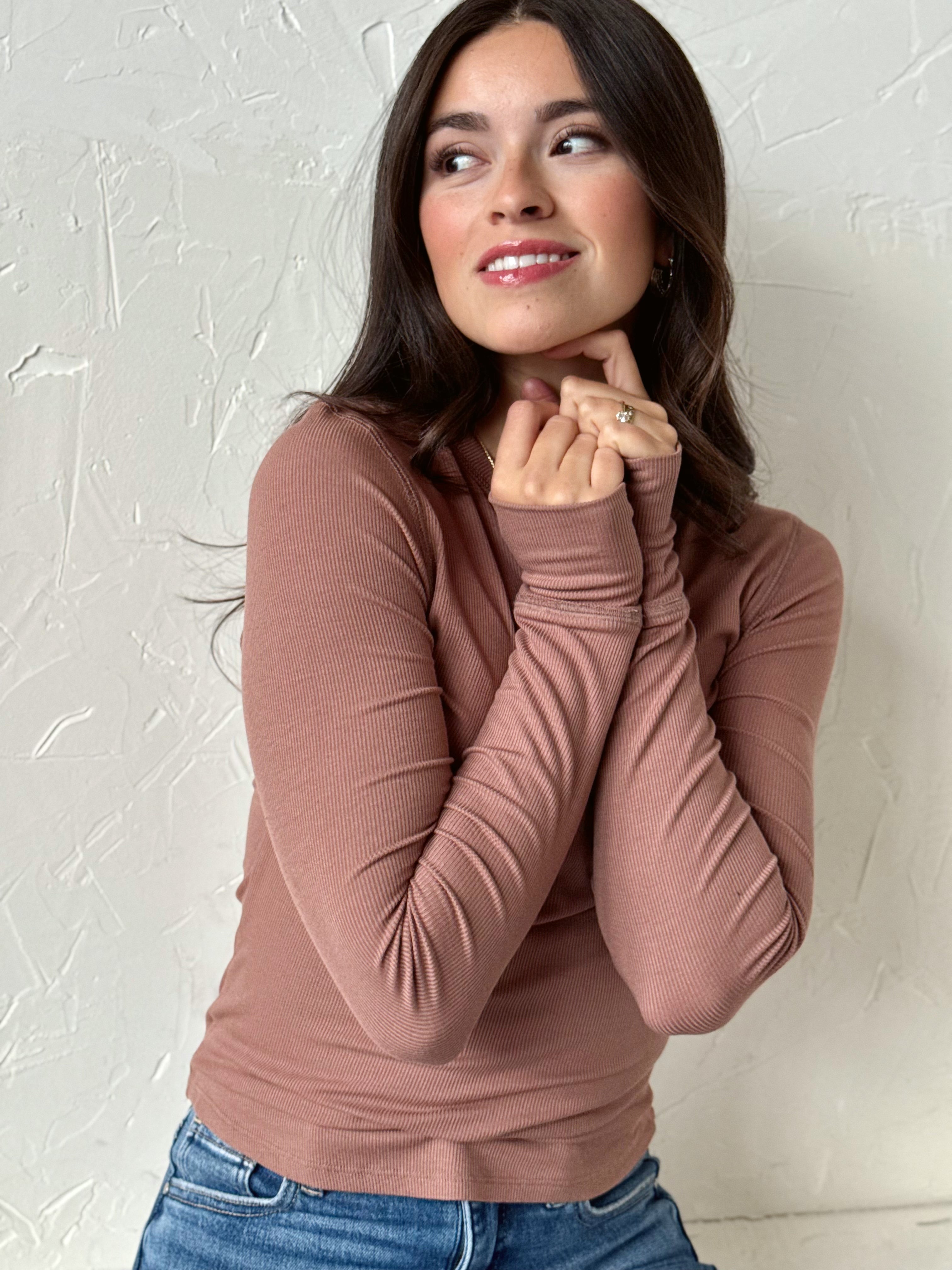 Asher Top - MOCHA - willows clothing L/S SHIRT