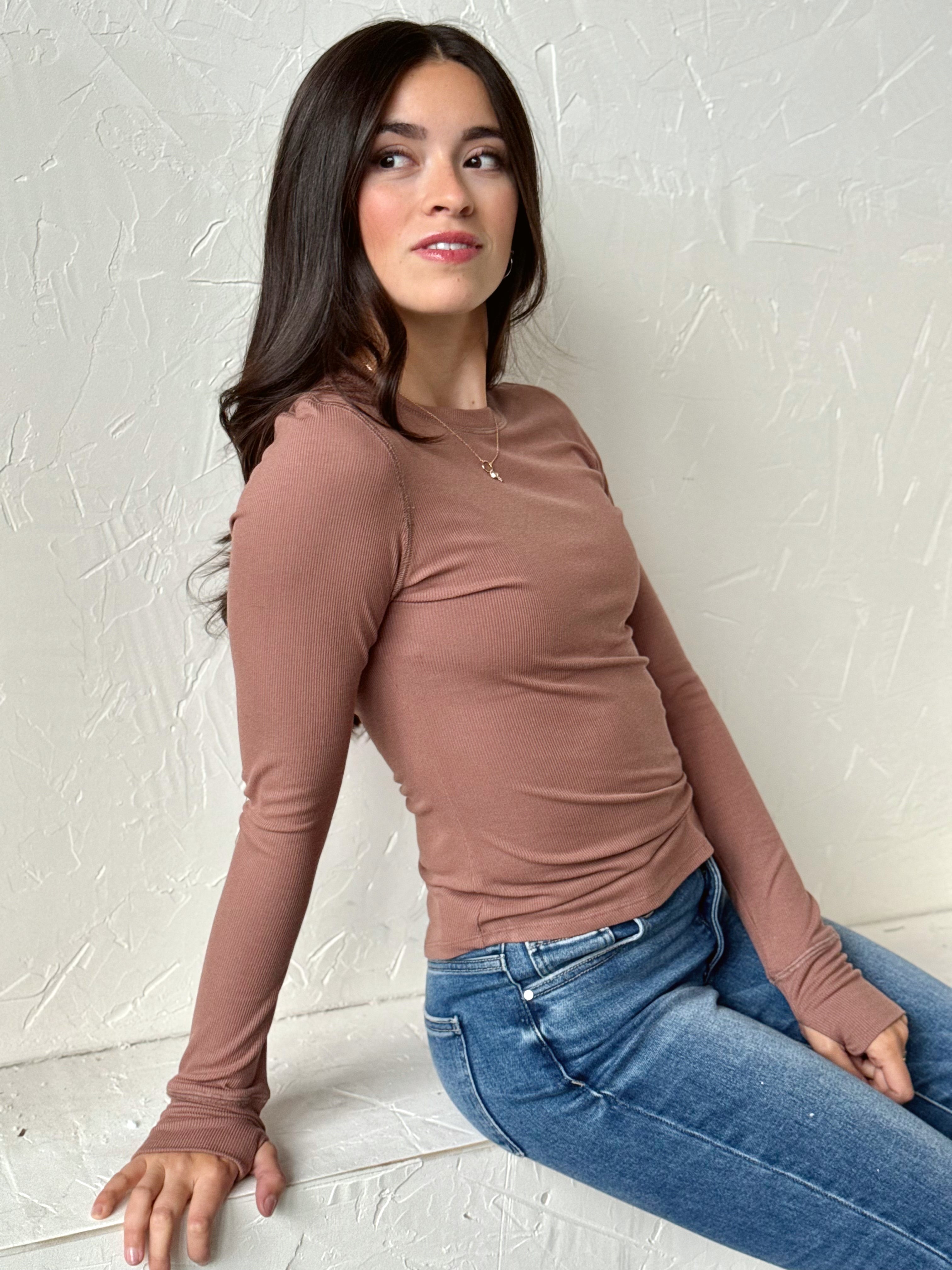 Asher Top - MOCHA - willows clothing L/S SHIRT